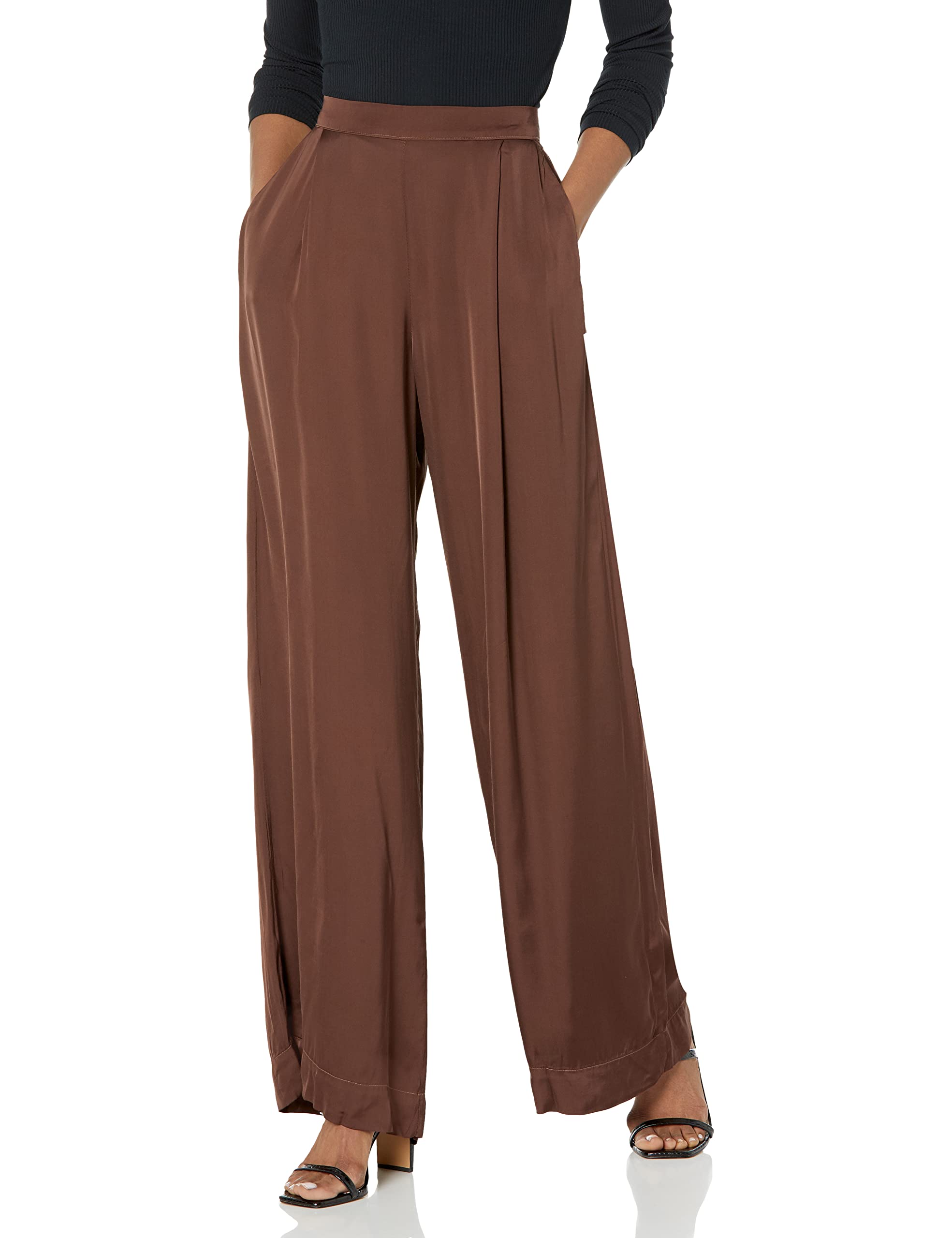 Velvet by Graham & Spencer Women's Livi Satin Viscose Pants - Soft High-Waisted Lounge Pants for Comfortable Home Wear & Casual Outings