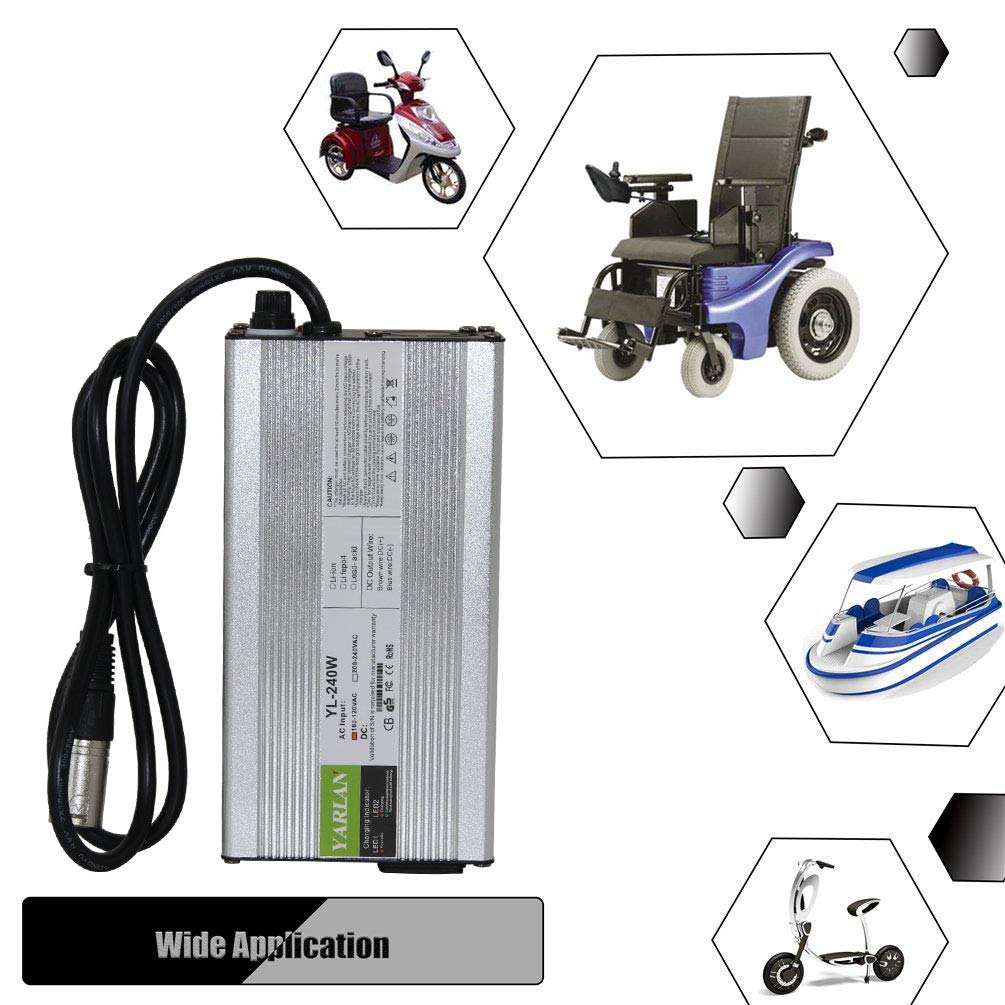 54.6V 4A Lithium-ion Battery Charger for 13S 48V Li-ion Battery Packs - Smart XLR Charger with Auto-Shutoff - Perfect for Ebikes, Scooters, and Electric Vehicles