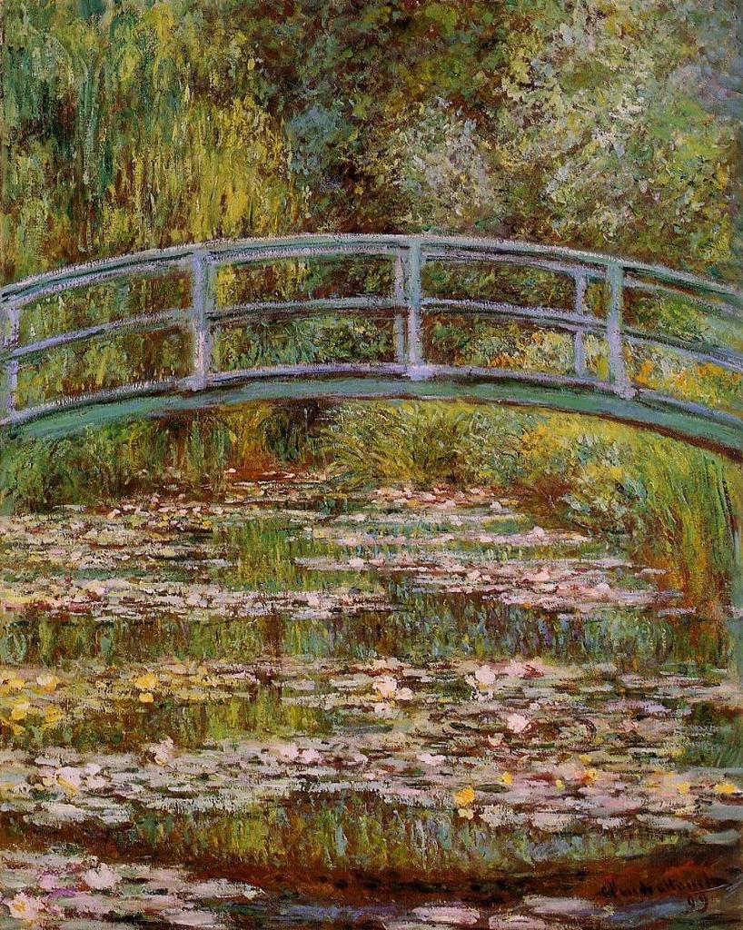 Hand Painted Claude Monet The Water Lily Pond Oil Painting Reproduction on Canvas - 20