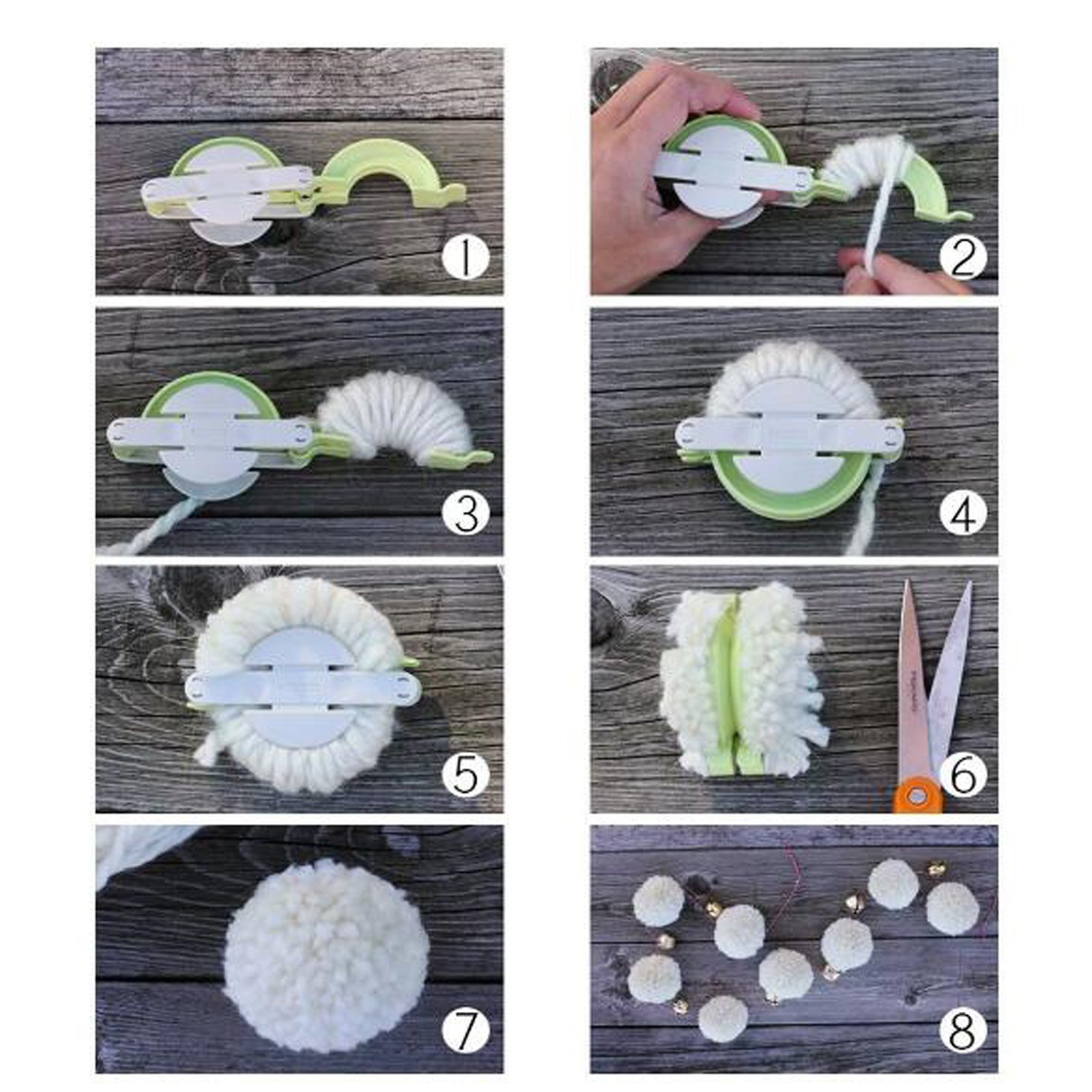 EFly 4-Piece Pompom Maker Set - DIY Fluff Ball Weaver Tool for Knitting, Needle Crafts & Wool Projects (Kids & Adults) - Perfect for Scarf Making, Home Decor & Gift Wrapping