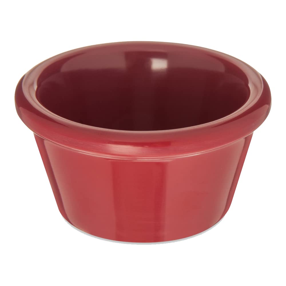 Carlisle FoodService 2 oz Smooth Ramekin Sauce Cup - Plastic Roma Red (72-Pack) for Restaurants, Cafeterias, Fast Food - Perfect for Condiments, Dressings, and Side Dishes