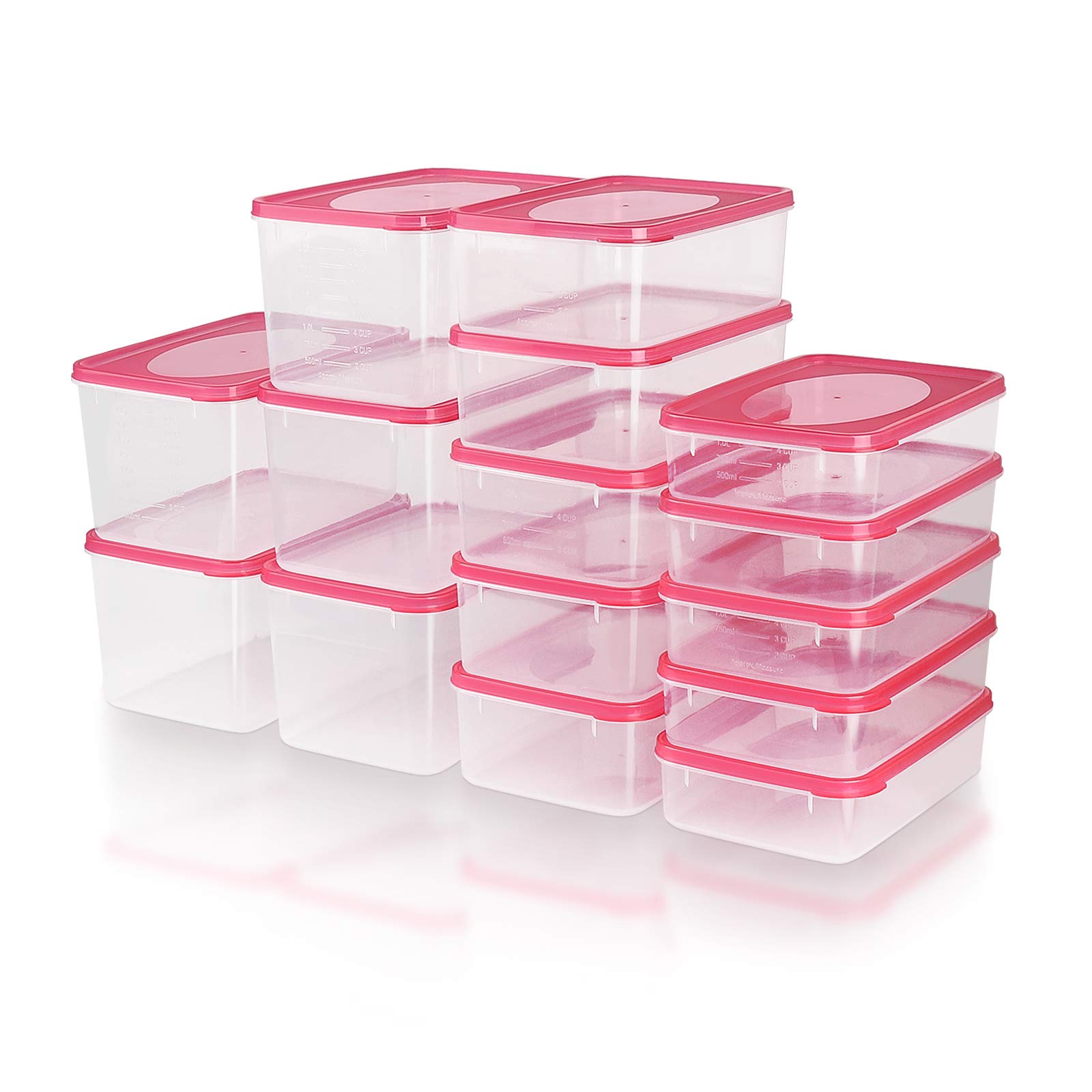 Tauno Easy Lock & Open Food Storage Containers - 15-Piece BPA-Free Plastic Organization Set with Universal Lids | Stackable Kitchen Containers for Meal Prep, Pantry Organization & Leftovers (116 Cup Total Capacity)