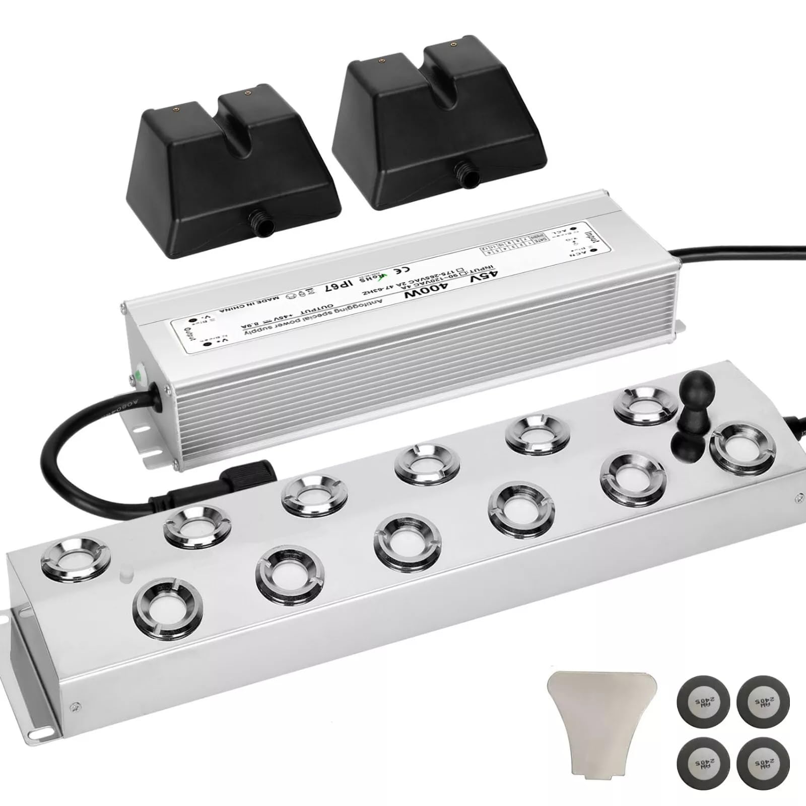 12-Head Ultrasonic Mist Maker Fogger - 9000mL/H High Output, 400W with Buoy & IP67 Waterproof Power Supply - Perfect for Ponds, Greenhouses, Rock Gardens, Lawn Misting & Halloween Decorations - Creates Magical Atmosphere for Parties, Weddings & Home Landscaping