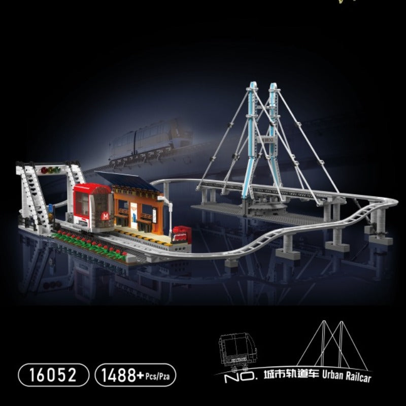 MouldKing 16052 1488-Piece Urban Rail Car Building Blocks Set - Perfect for Train Enthusiasts & City Layout Scenes