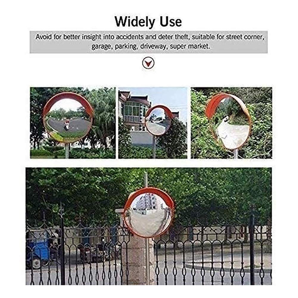 Convex Safety Mirror - Wide Angle Traffic Mirror for Outdoor Security, Garage, Road & Supermarket - Anti-Theft, Blind Spot Solution for Driveways, Parking Lots & Retail Stores