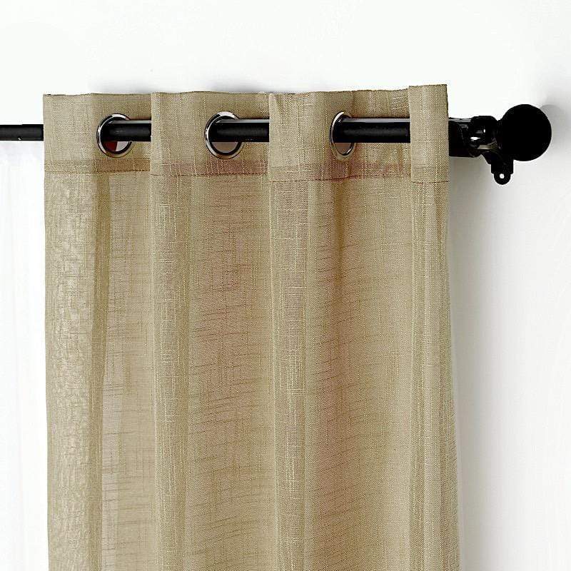 2 Pack 52x84 Inch Faux Linen Curtain Panels with Chrome Grommets - Blackout Window Drapes for Living Room & Bedroom