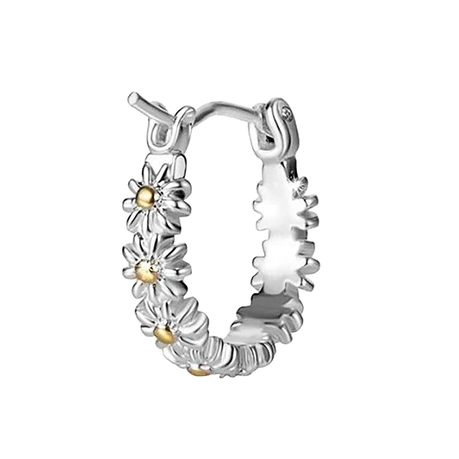 Sunflower Hoop Earrings for Women & Teens - Hypoallergenic Boho Jewelry for Sensitive Ears - Lightweight Dainty Floral Earrings for Everyday Wear, Parties & Gifts (One Size)