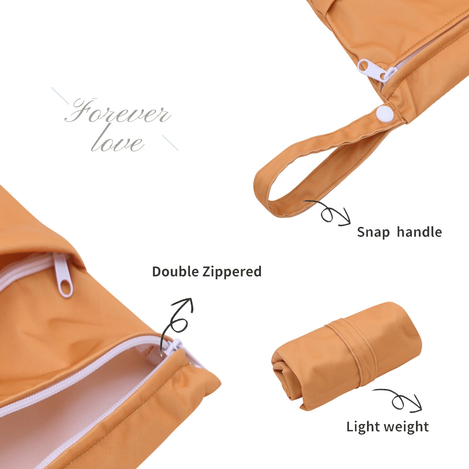 ALVABABY 3-Pack Reusable Waterproof Wet Dry Bags with Dual Zippered Pockets - Ideal for Cloth Diapers, Swimsuits & Gym Clothes | Perfect for Travel, Beach, Pool, Daycare & Yoga | 3L-ZM11