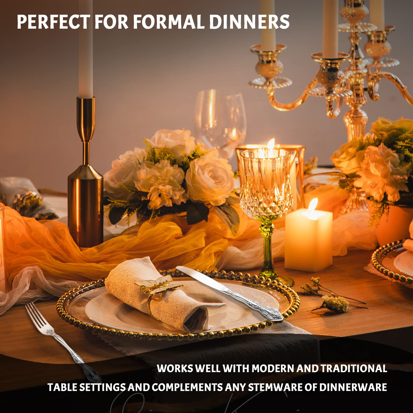 Michelangelo 10-Piece Flatware Set for 2 - Premium 18/10 Stainless Steel Silverware - Elegant Cutlery Set for Couples - Dishwasher Safe (Silver) - Perfect for Dinner Parties, Weddings & Everyday Dining