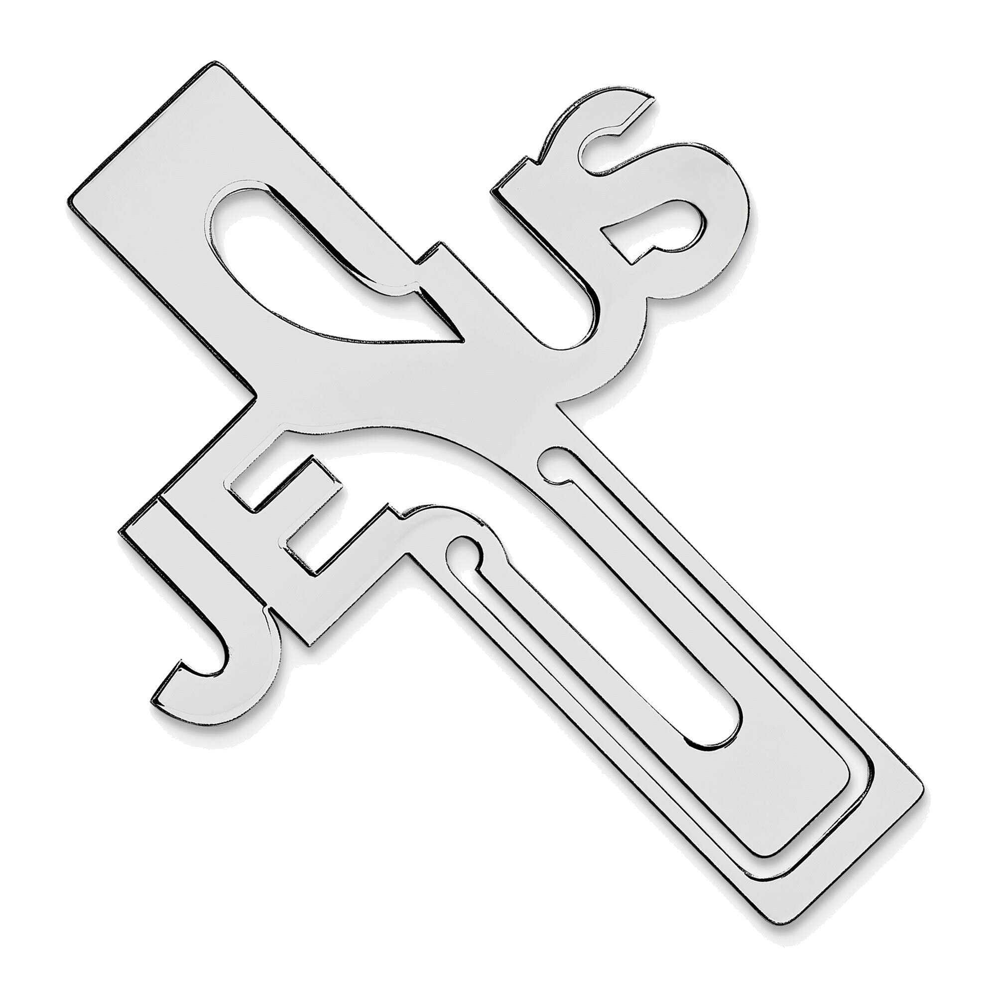 Sterling Silver Rhodium-Plated Jesus Cross Bookmark - Religious Gift for Bible Study, Baptism & Christian Devotion - Perfect for Book Lovers & Faith-Based Occasions