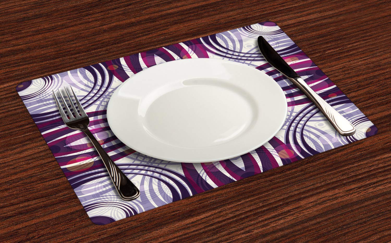 Ambesonne Art Nouveau Place Mats Set of 4 - Geometric Vintage Pattern Washable Fabric Placemats for Dining Room & Kitchen Table Decor in Dark Purple, Pale Mauve & Magenta - Perfect for Dinner Parties, Holiday Gatherings & Everyday Use
