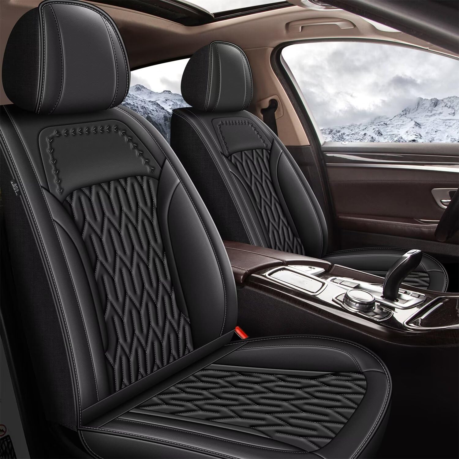 AOMSAZTO Custom Fit Car Seat Cover for Kia Forte 2010-2025 - Waterproof Faux Leather Automotive Seat Protector Cushion Full Set (Black) | Perfect for Daily Commuting, Road Trips & Protecting Seats from Spills, Pets & Wear