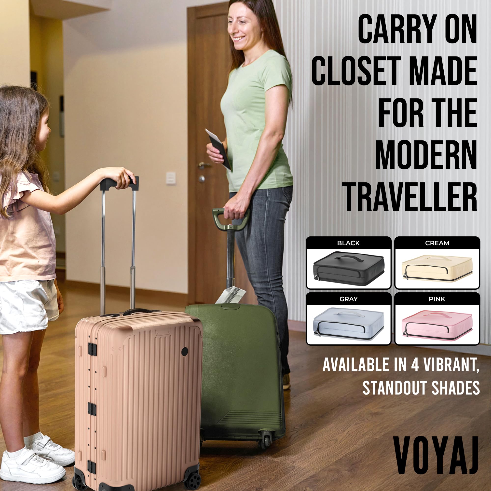 Voyaj Hanging Suitcase Organizer for Travel - Carry On Closet Luggage Organizer with Wrinkle-Free Packing | Perfect for Business Trips, Vacations & Weekend Getaways