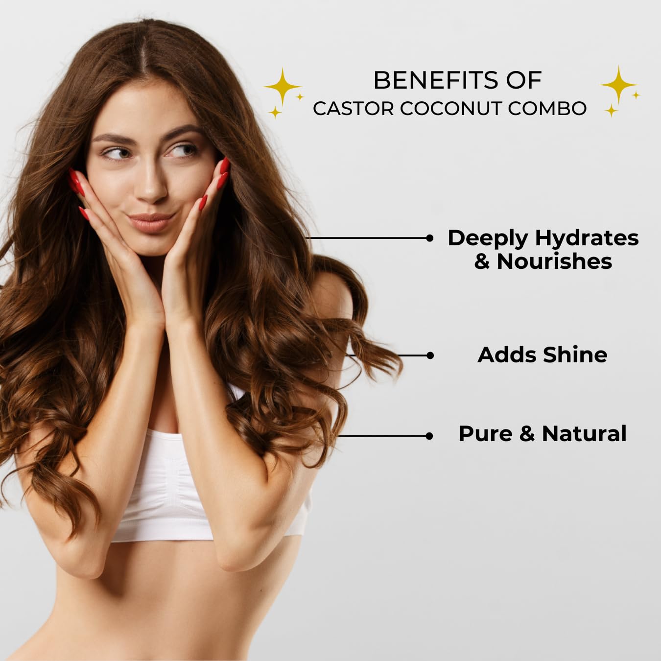 Organic Cold Pressed Coconut Oil & Castor Oil Combo for Hair Growth, Eyebrow & Beard Care, Skin Moisturizer - 100% Pure Natural Hair & Body Treatment (100ml + 100ml) - Perfect for DIY Beauty, Massage & Natural Hair Regimen