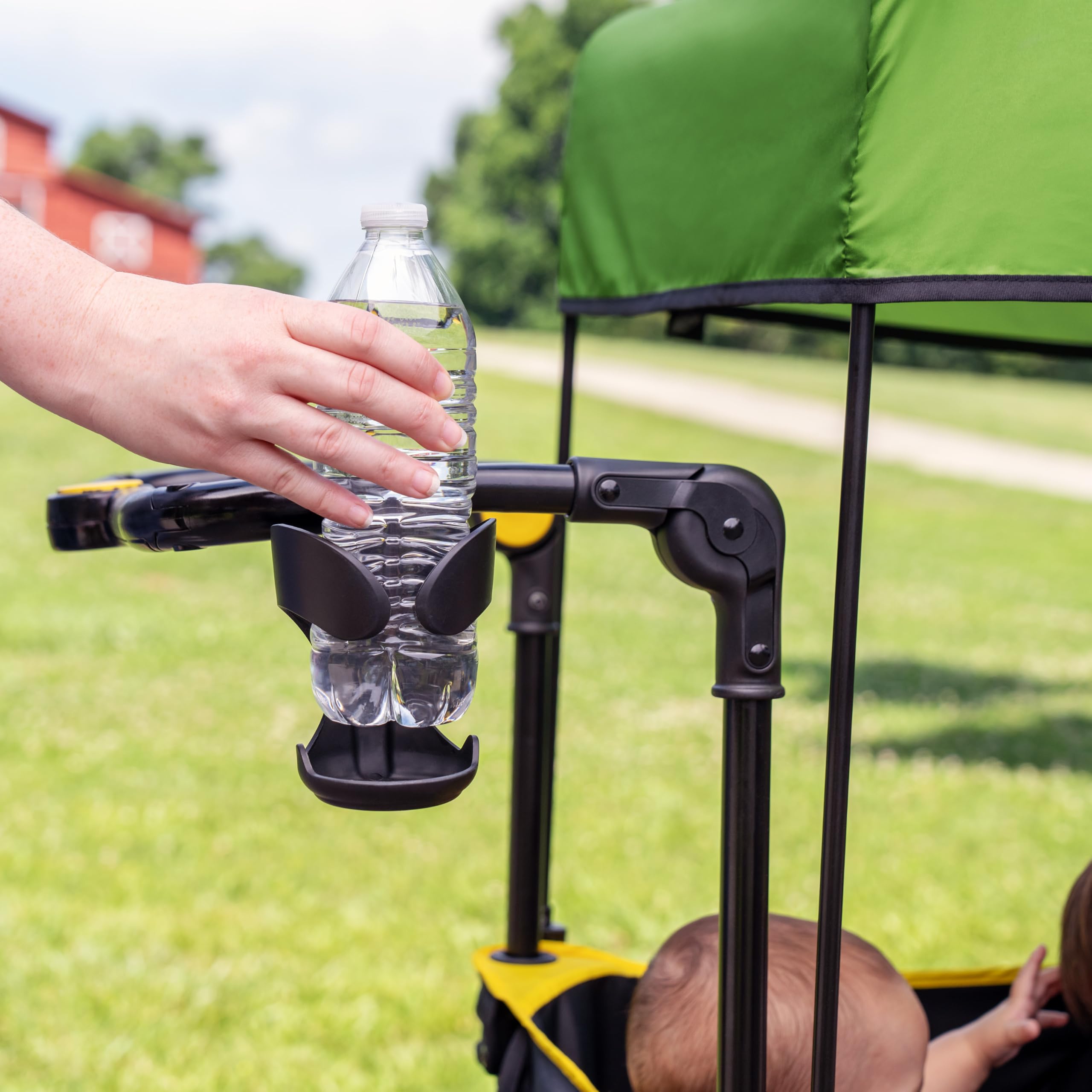Bright Starts John Deere Pop 'N Ride Foldable Stroller Wagon with 50+ SPF Sun Shade - 2-Seater Kids Wagon for Outdoor Adventures, Park Visits & Beach Trips - Green & Yellow Unisex Baby Carrier