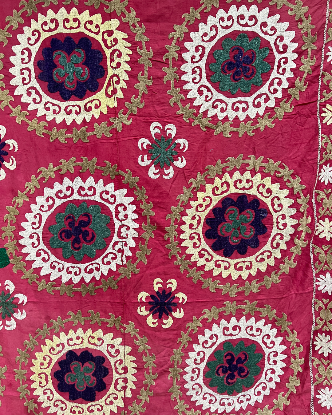 Extra Large Suzani 09 - Handmade Bohemian Style Cotton Throw Blanket - Perfect for Sofa, Bed & Home Decor