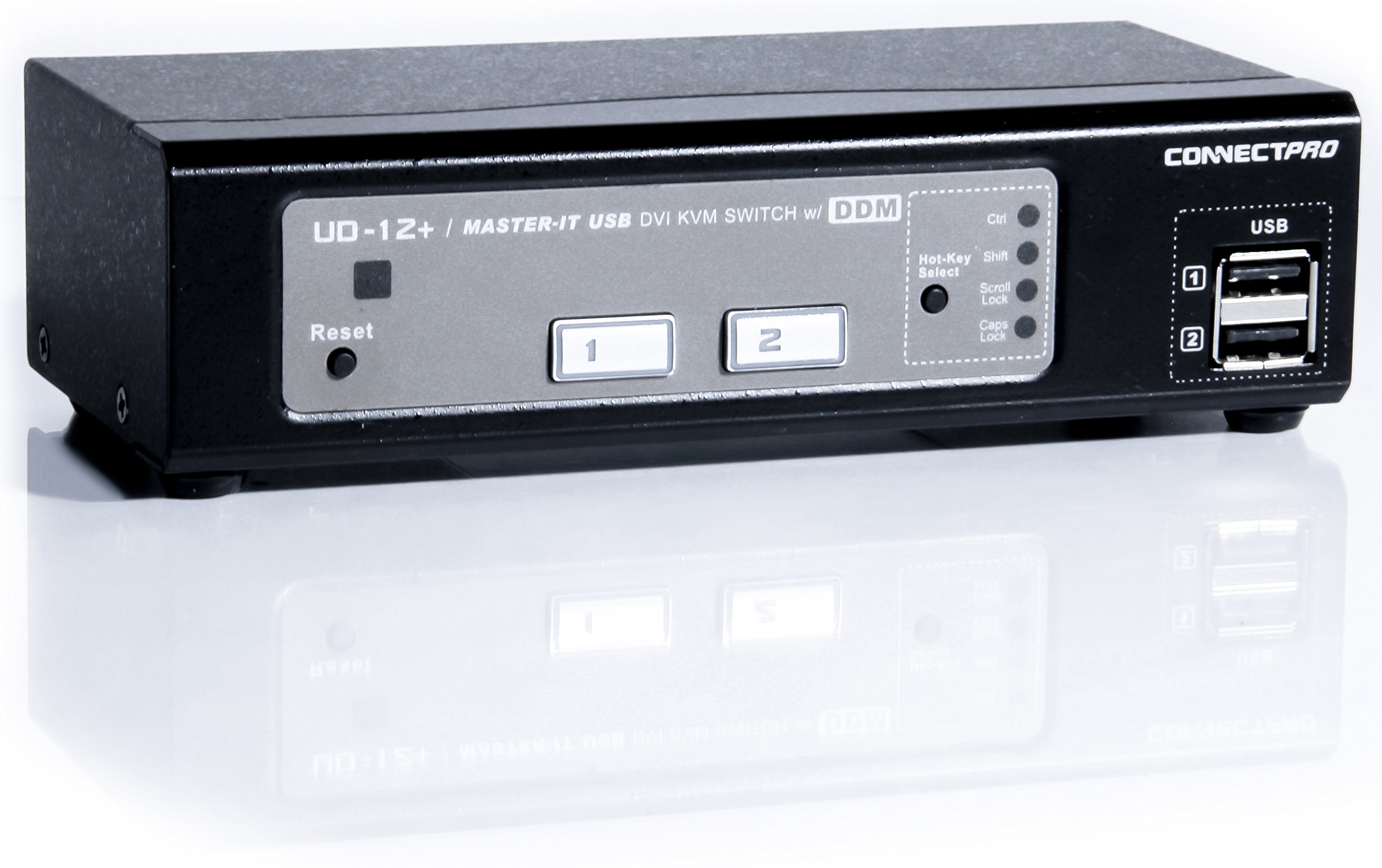 UD Series Single Monitor USB DVI KVM Switch with DDM & Multi-Hotkey - 2 Port KVM Switch for Dual PC Control (No Cable Included) - Perfect for Home Office, Gaming Setup and IT Workstations