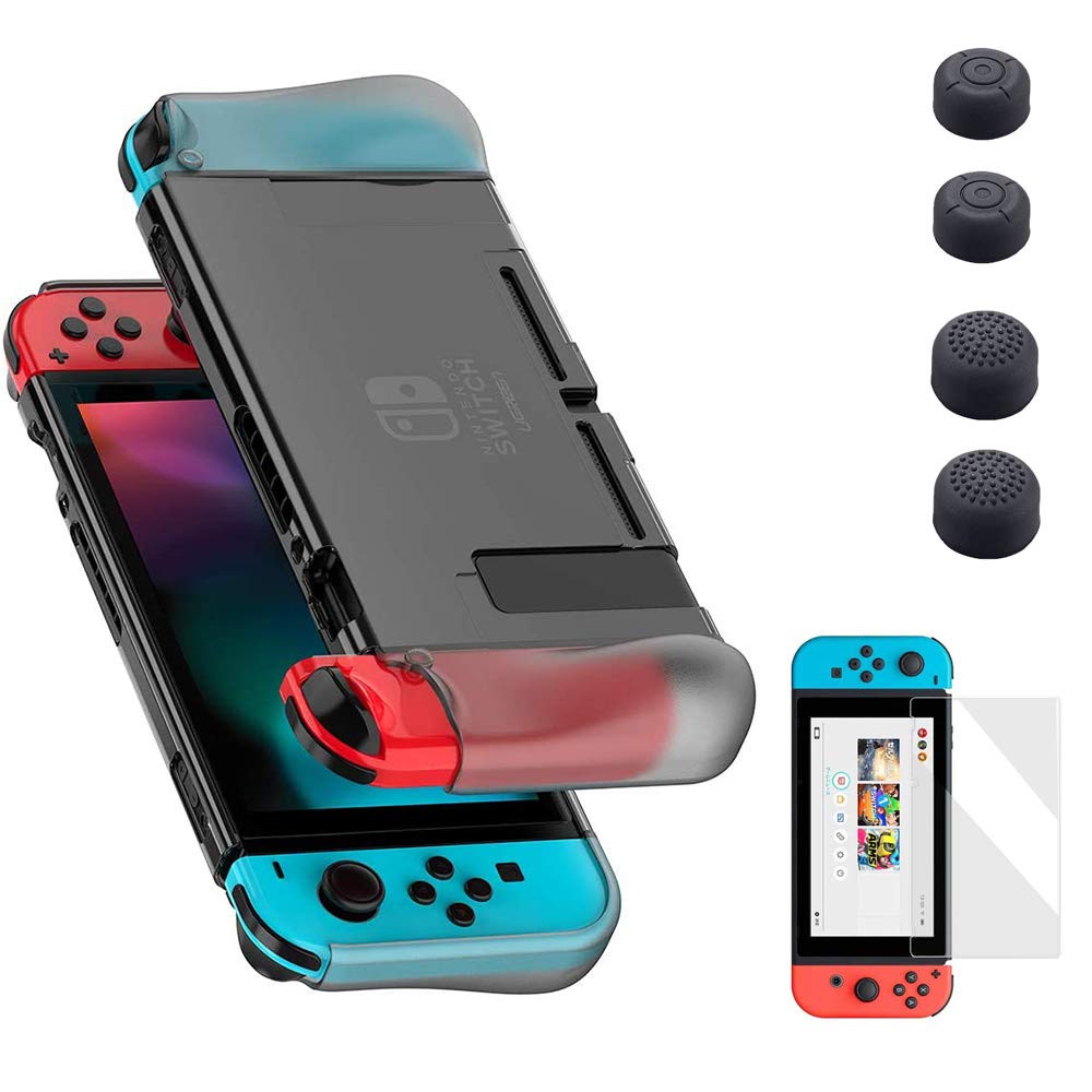 Nintendo Switch Dockable Case - Ultra-Thin TPU Grip Cover with Shock-Absorption Design, PC Protective Case for Switch Console & Joy-Con Controllers (Black) | Perfect for Gaming, Travel & Everyday Protection