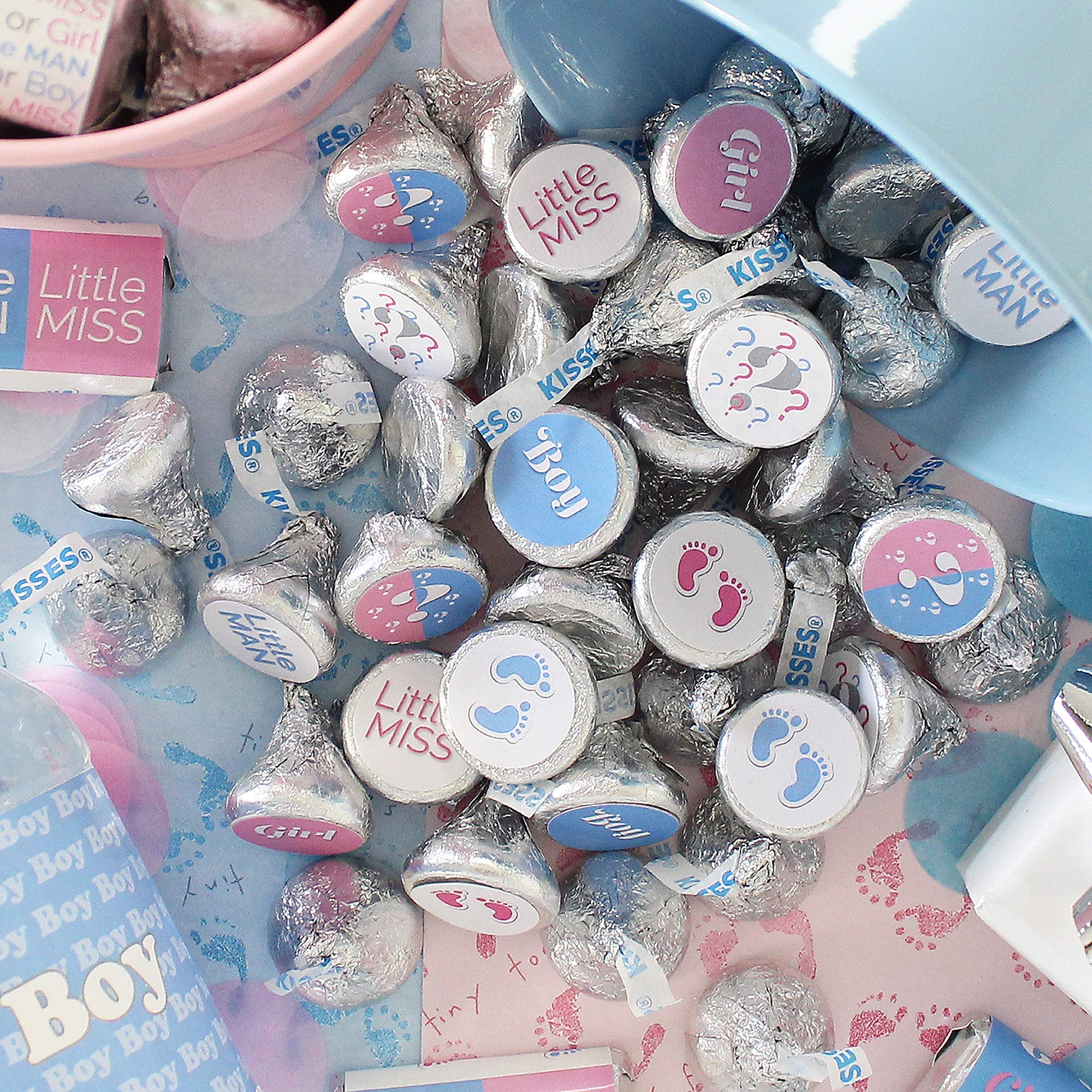 Baby Gender Reveal Party Favor Stickers - Team Girl & Team Boy Chocolate Kisses Candy Labels (180 Count) - Perfect for Gender Reveal Parties, Baby Showers & Celebrations