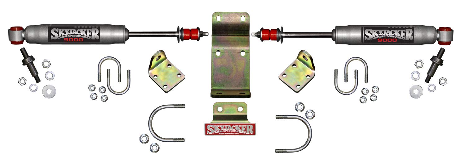 Skyjacker-9208 Dual Steering Stabilizer Kit - Silver Finish for Improved Off-Road Control | Perfect for Jeep Wrangler, Ford F-150 & Chevy Silverado Trucks | Reduces Vibration on Rough Terrain