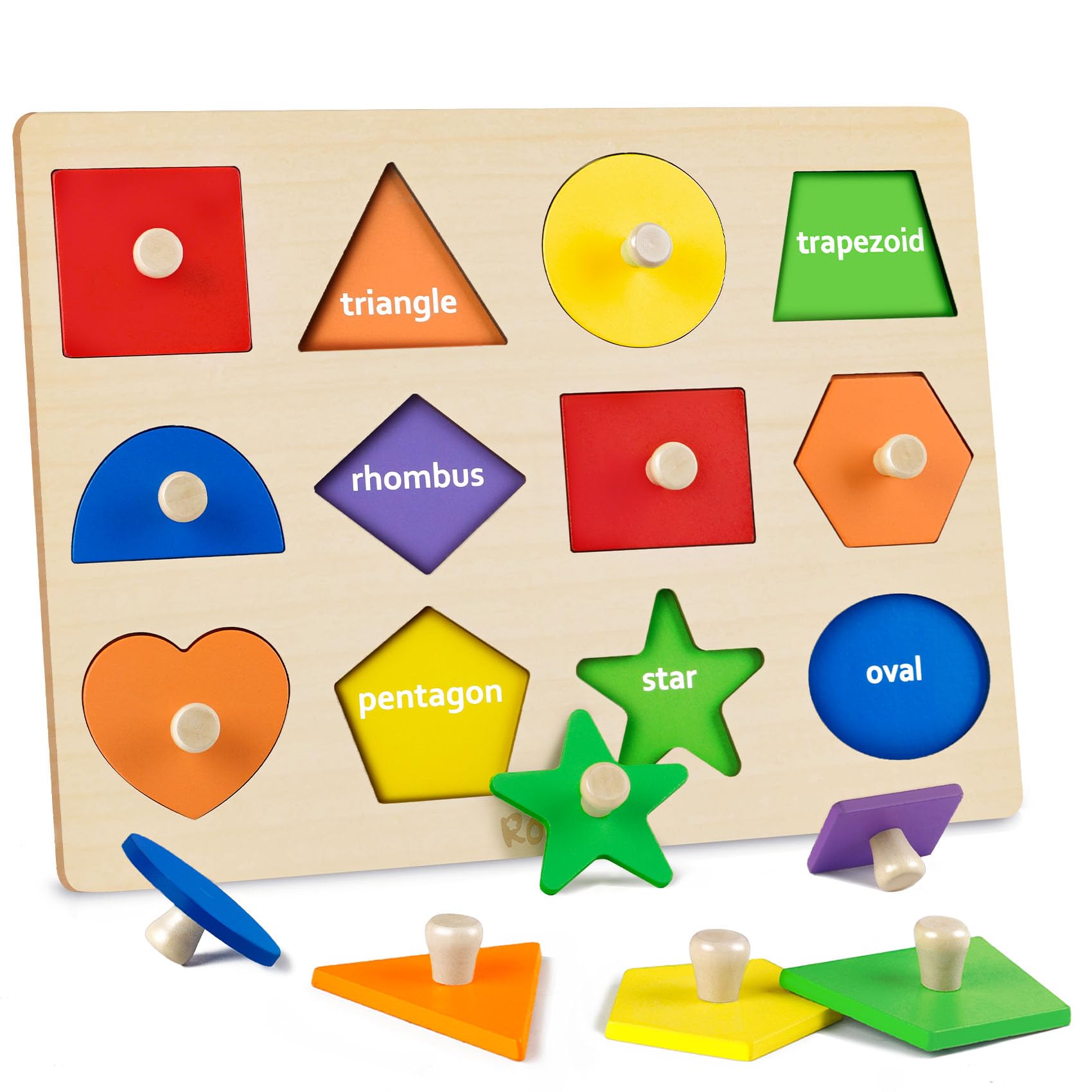 Montessori Wooden Puzzles for Toddlers 1-3 - Geometric Peg Puzzle for Preschool Learning | Birthday Gifts & Educational Toys for Kids