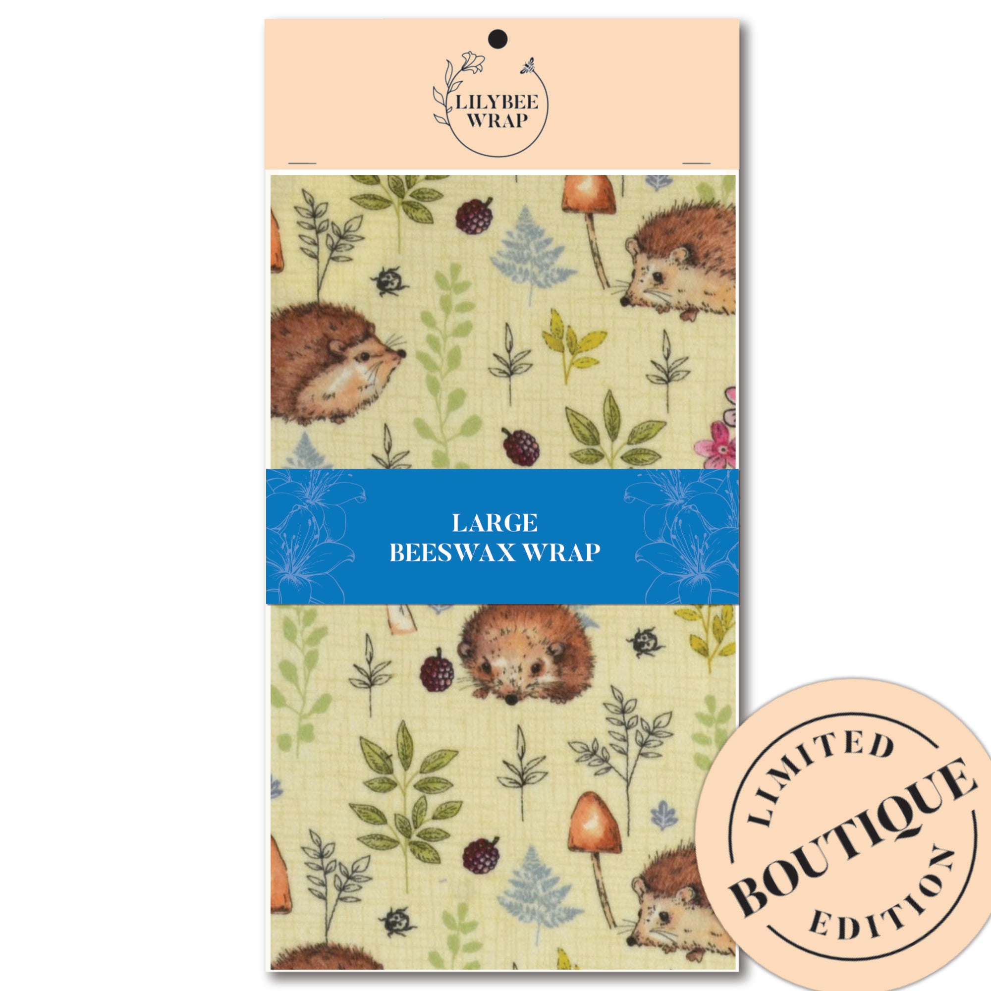 Eco-Friendly Large Beeswax Food Wrap - Reusable Hedgehog Shuffle Design for Sustainable Food Storage | Perfect for Sandwiches, Fruits & Leftovers