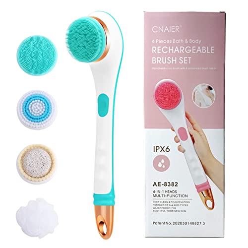 Electric Body Brush Set - USB Rechargeable Silicone Shower Brush for Deep Cleansing & Exfoliation (Green) - Perfect for Spa & Home Use