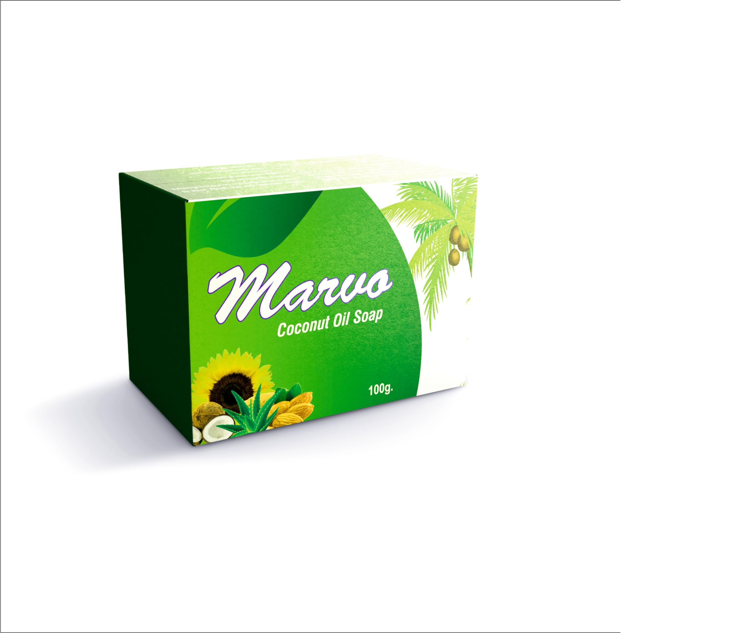 Organic Marvo Coconut Oil Soap for Skin & Hair - Moisturizing, Antibacterial, Vegan - Perfect for Shower, Bath & Travel