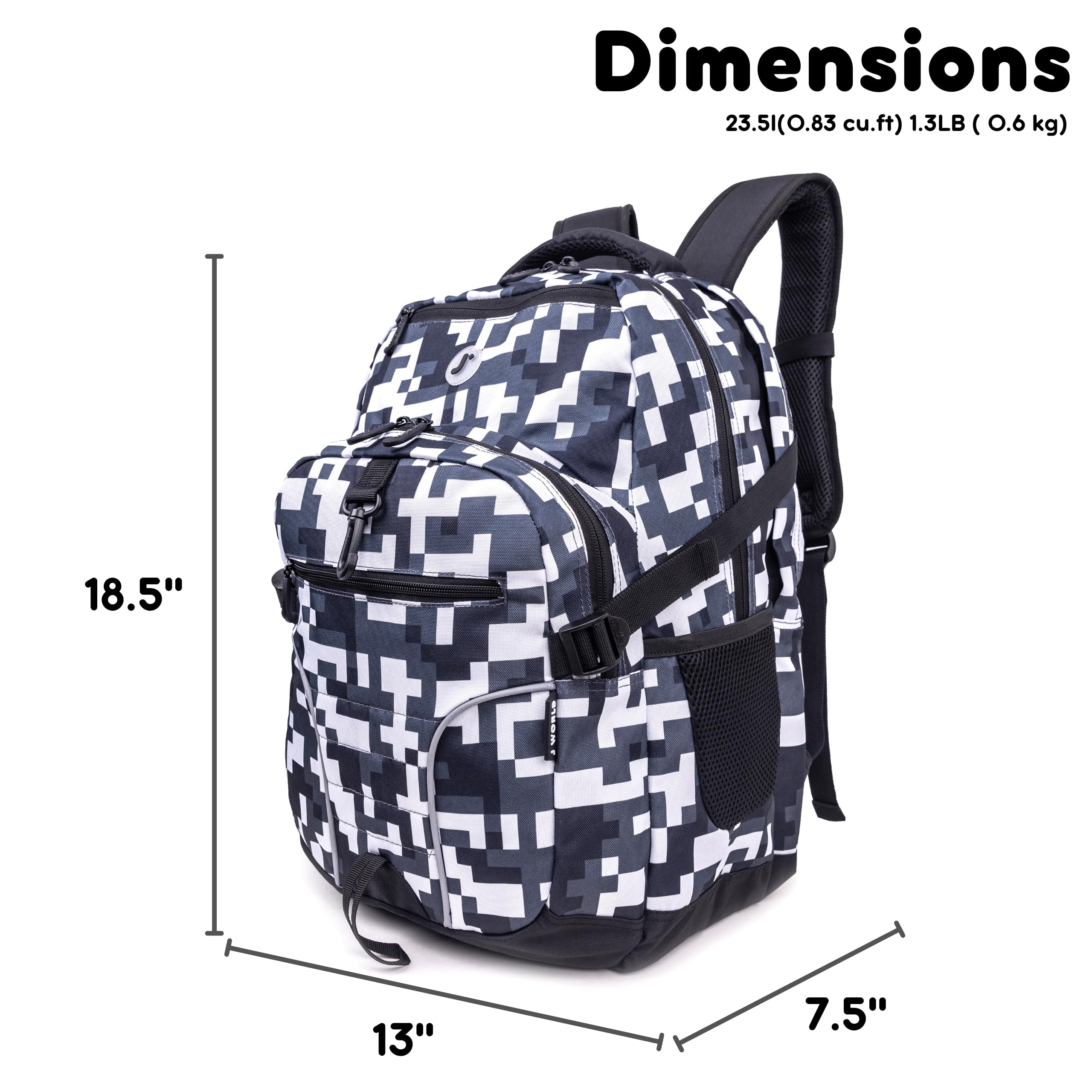 J World New York Atom Multi-Compartment Laptop Backpack - Camouflage Design, 18.5