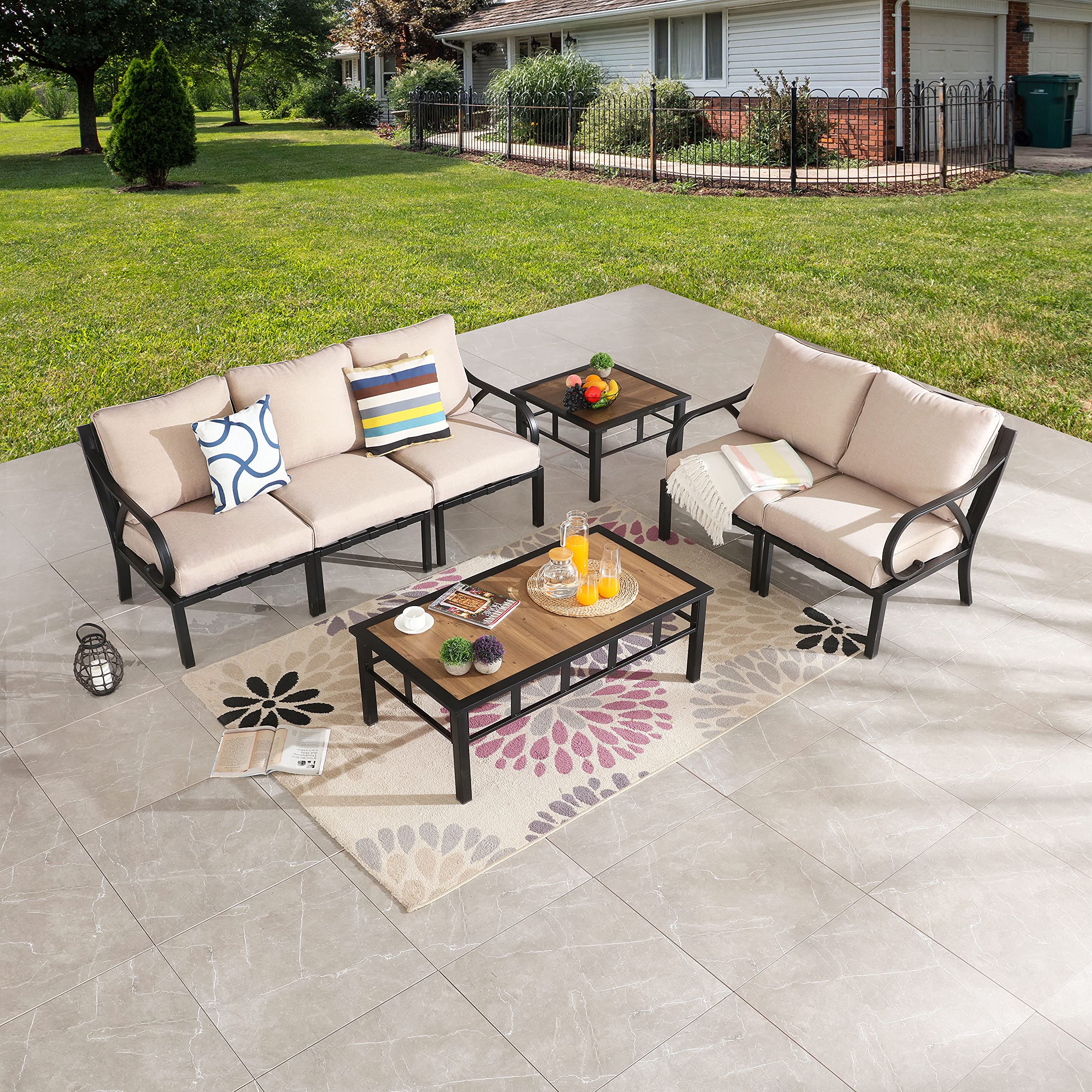 **Weather-Resistant Aluminum Composite Panel Outdoor Side Table with Wood Grain - Patio, Bistro, Conversation Coffee Table for Outdoor Furniture Sets (Rectangle) - Perfect for Patio Lounging, Garden Decor, and Backyard Gatherings**