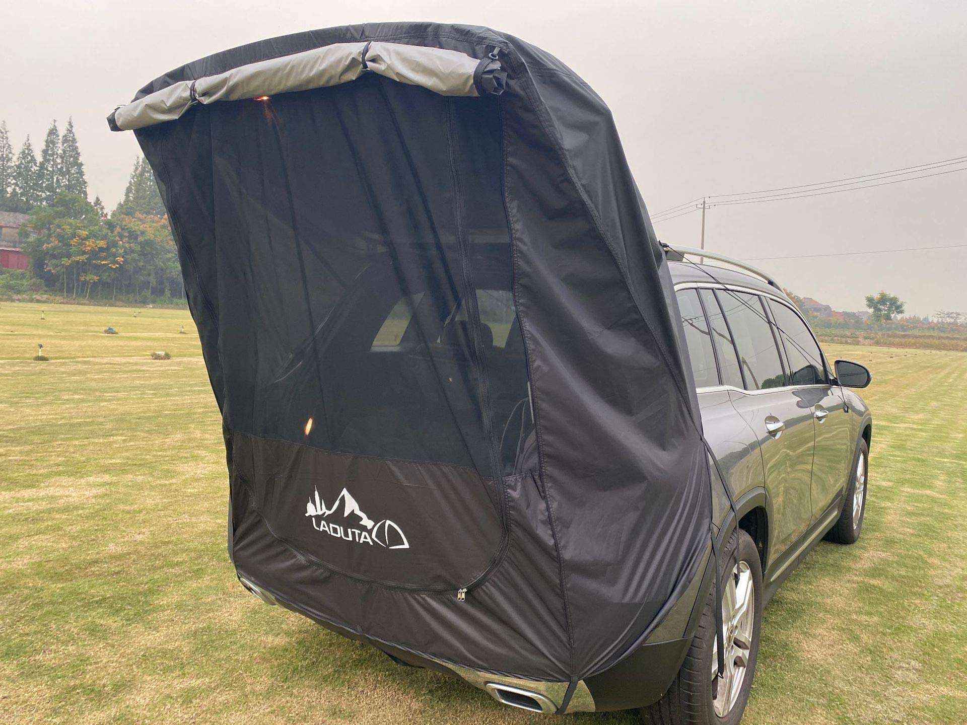 Car Trunk Tent for SUV - Waterproof & UV Protection Camping Awning Sunshade - Perfect for Outdoor Adventures, Road Trips, and Picnics (Black)