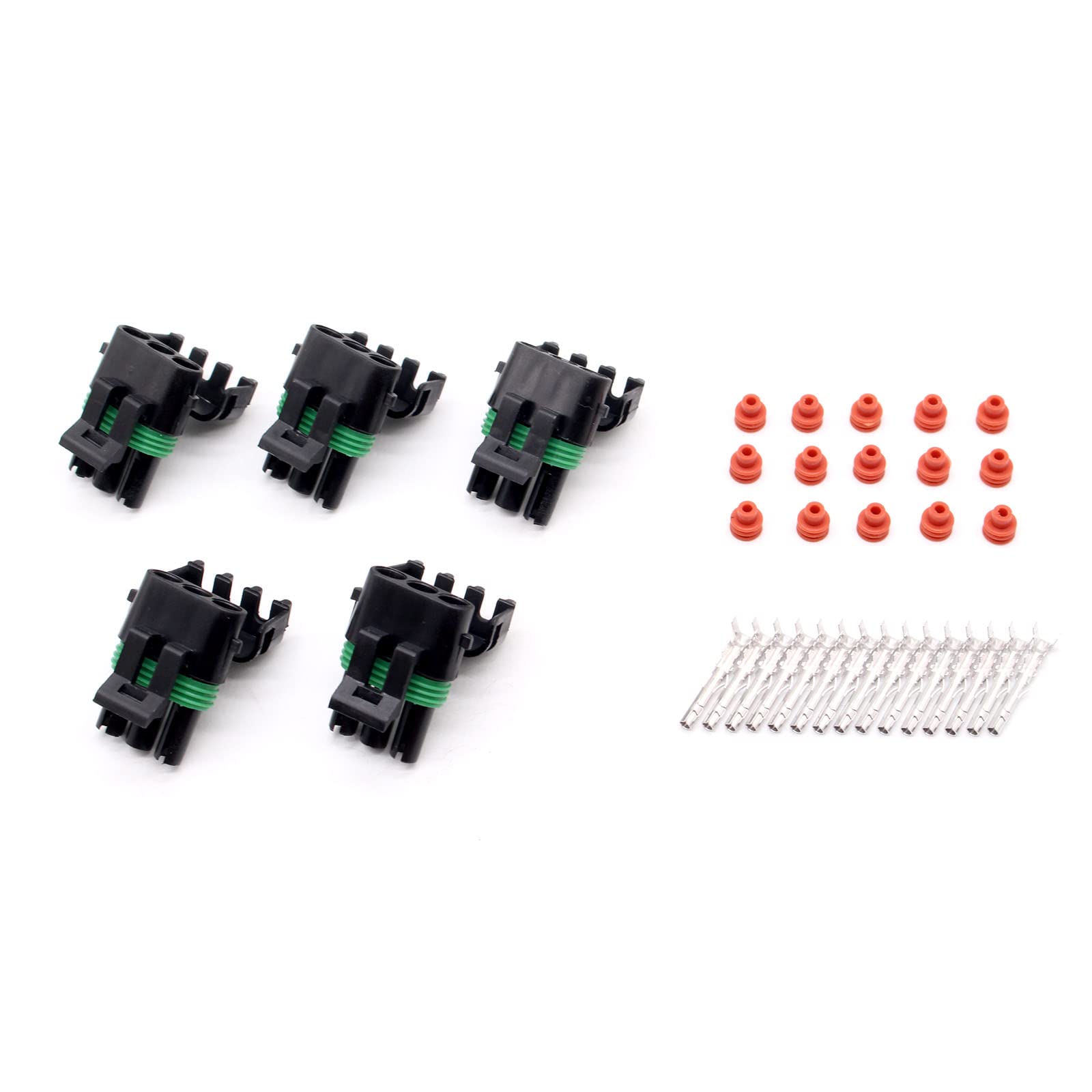 5 Sets 3 Pin Automotive Weatherproof Connectors - Sealed Wire-to-Wire Harness Kit for 20-14AWG with Male & Female Terminals - Perfect for Off-Road Vehicles, Marine & Outdoor Electrical Wiring