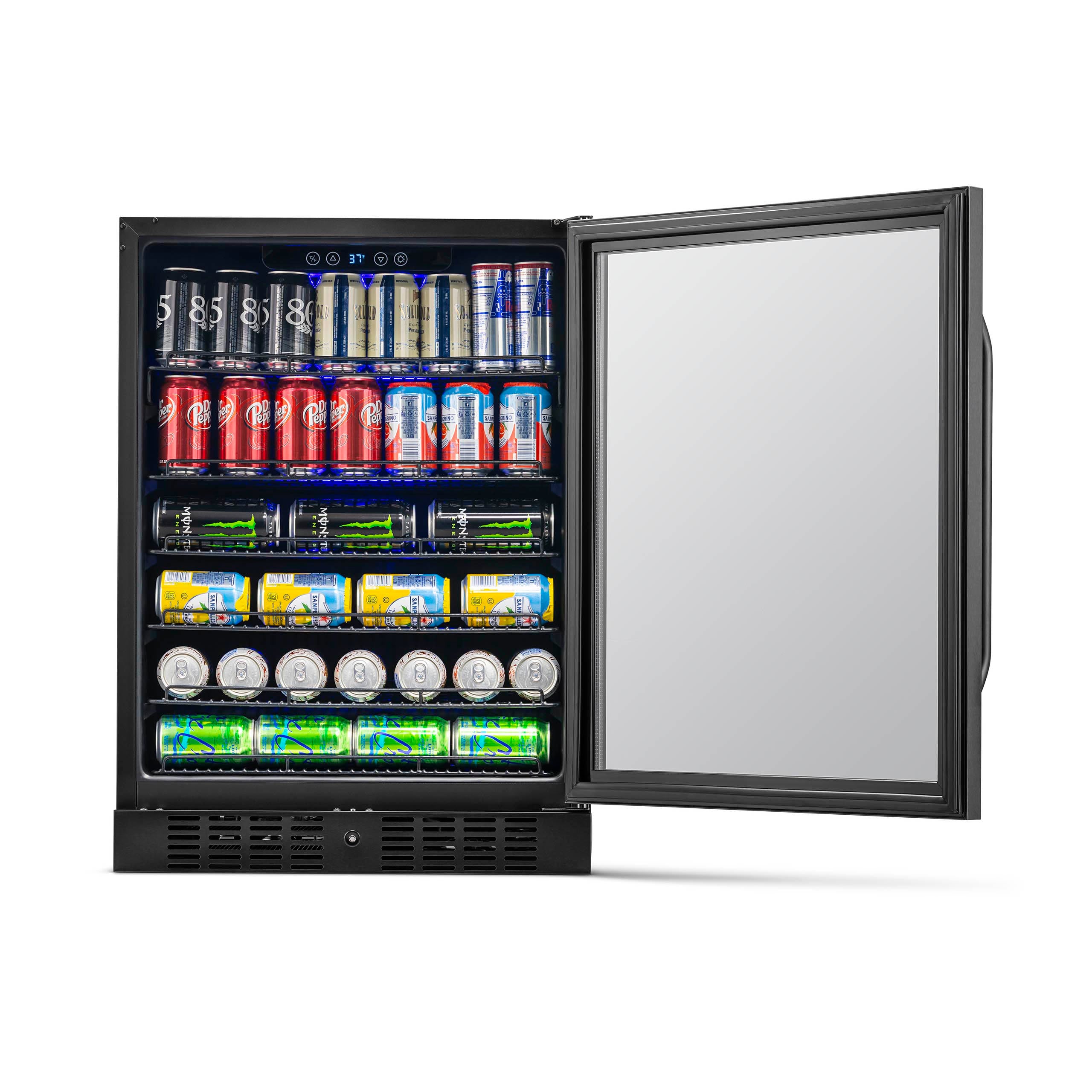 Newair® 177 Can Built-In Black Beverage Refrigerator - 24 Inch Under Counter Beer & Wine Cooler for Home Bar, Kitchen, or Office - Energy Efficient Mini Fridge for Soda, Drinks & Snacks Storage