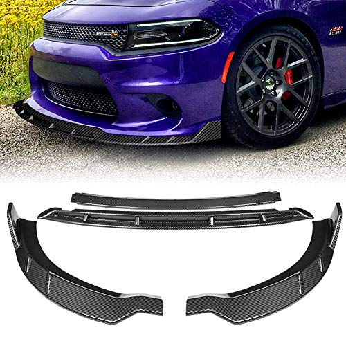 4PCS Front Bumper Spoiler Lip + 6PCS Side Skirt Extensions for 2015-2021 Dodge Charger - Universal Fit 86