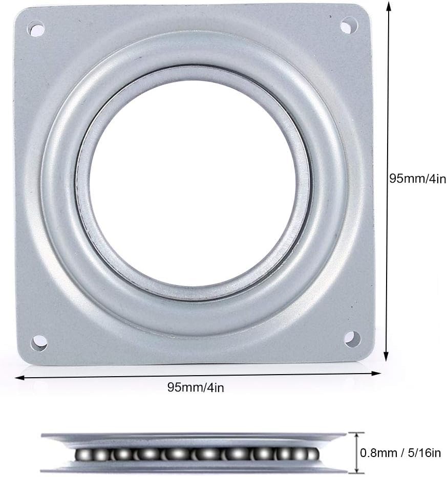 4 Inch Square Swivel Bearing Plate - Heavy Duty Galvanized Steel Lazy Susan Turntable for TV Stands, Computer Monitor Platforms, and Home Organization - Perfect for Smooth Rotation and Space Saving