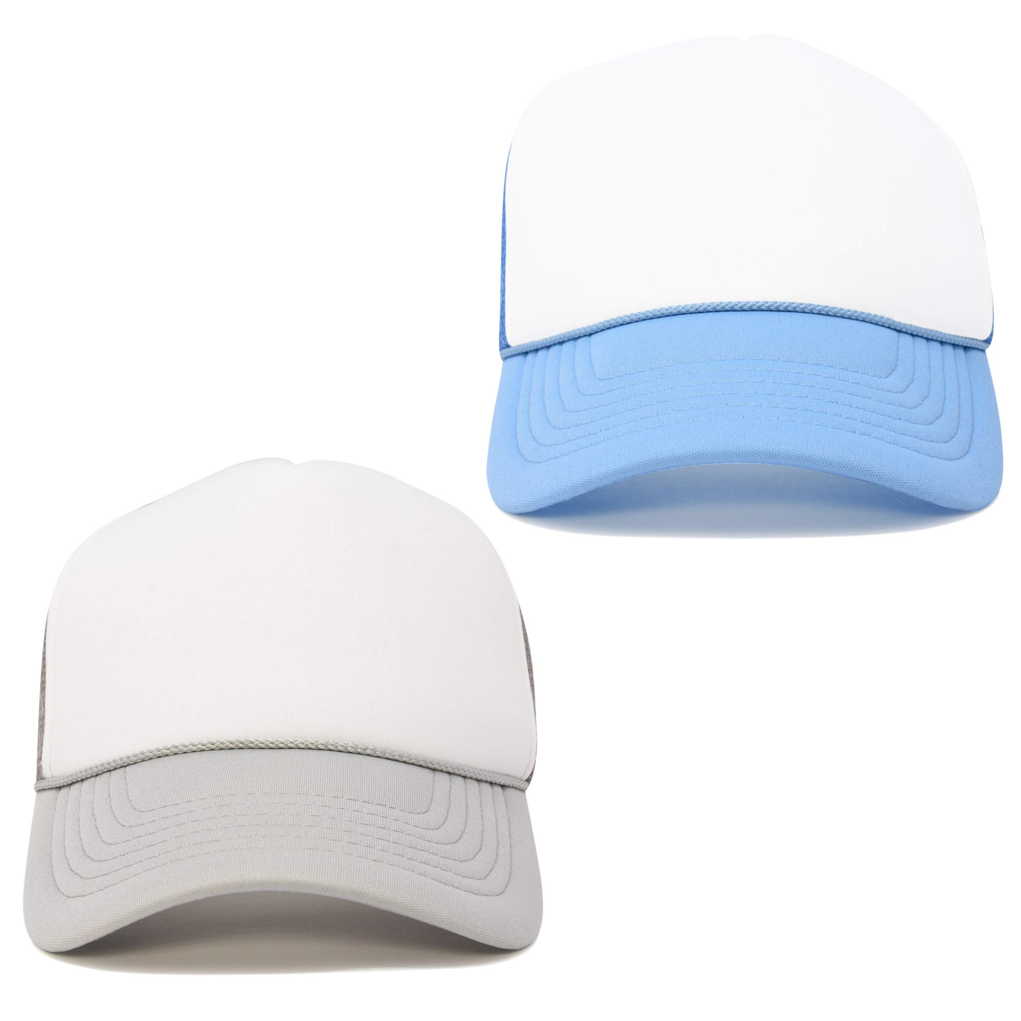 DALIX Two Tone Blank Trucker Hats for Men & Women - 2 Pack Adjustable Snapback Caps for Outdoor Activities, Sports & Casual Wear