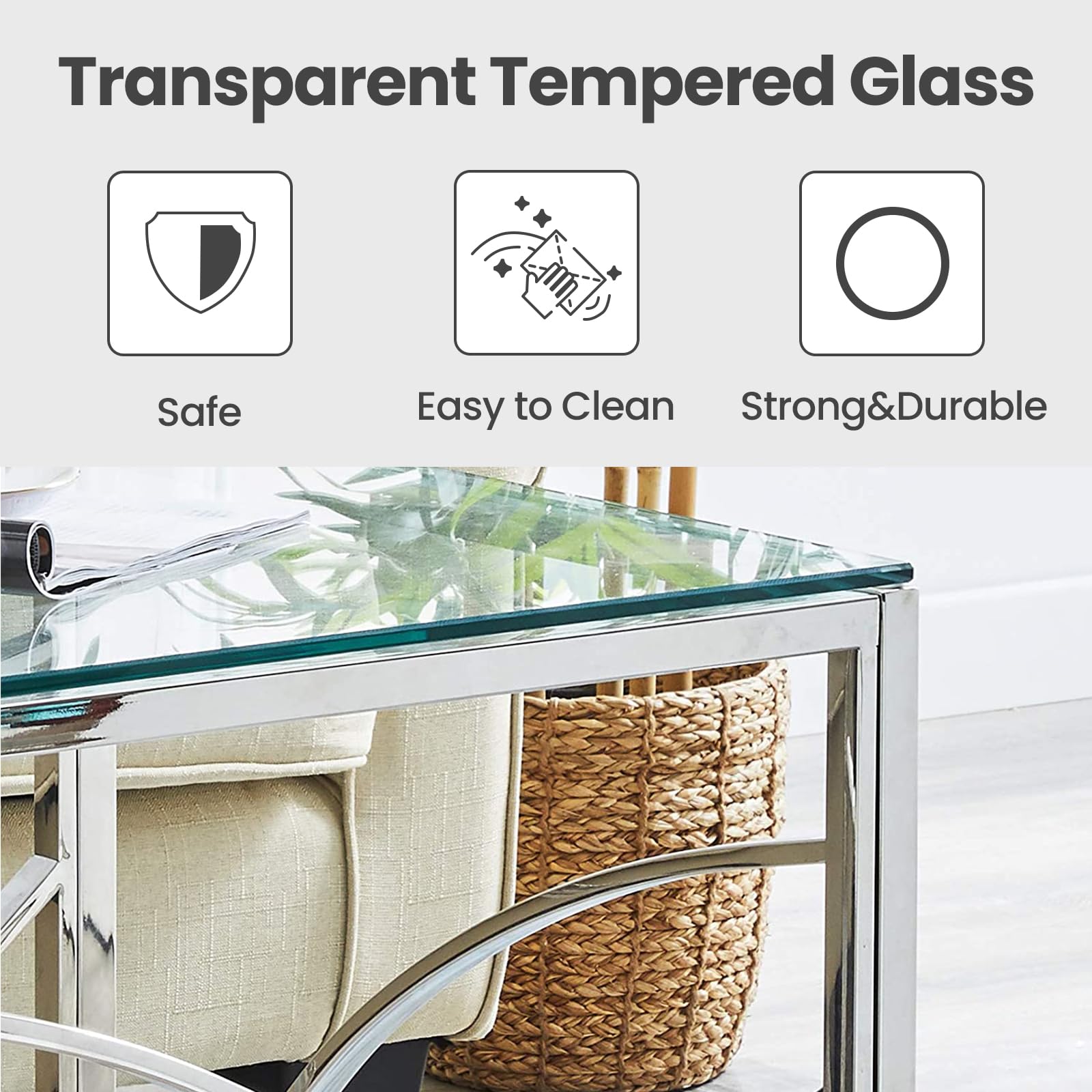 Modern Silver Accent Glass End Table - 21.45