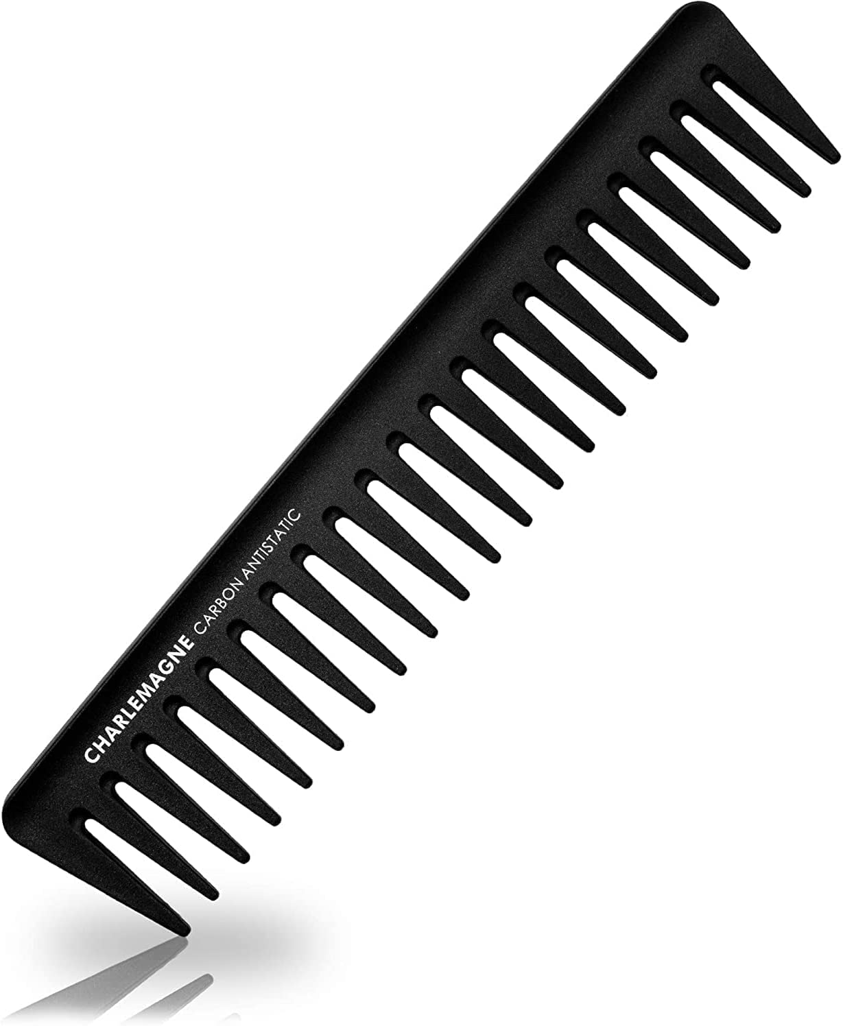 Charlemagne Men's Carbon Comb - Shatterproof Styling Comb for Hair & Beard - 19cm Coarse Teeth Comb for Men - Durable Hair Styling Tool for Salon & Home Use