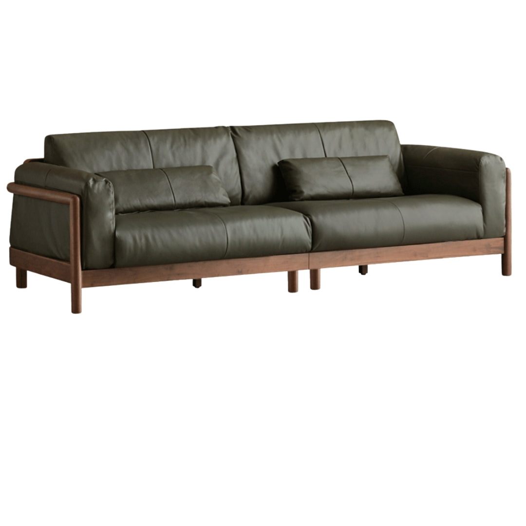 98.4x37.4x33.9 inch / 250x95x86сm /Walnut color/Black walnut sofa genuine dark green leather
