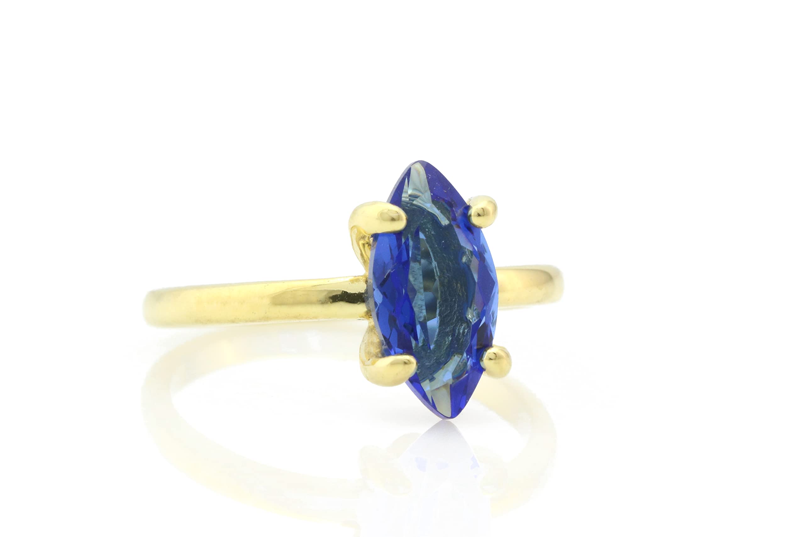 Exquisite Marquise Blue Sapphire Ring for Women - Elegant Promise, Engagement & Everyday Jewelry - Customizable with Engraving - Perfect Gift for Anniversaries, Birthdays & Special Occasions