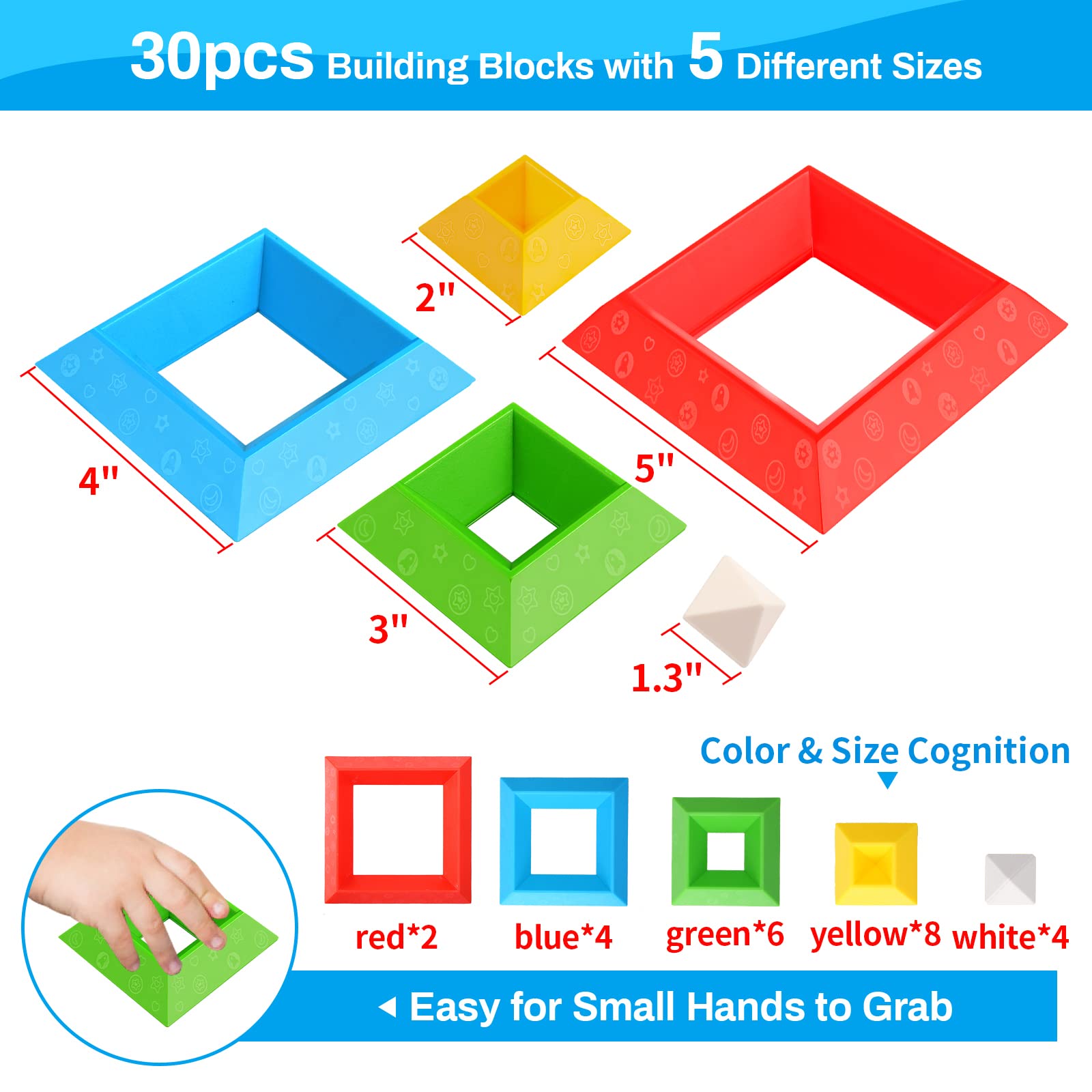 Montessori Toys for Toddlers 1-5 Years Old - 30Pcs Building Blocks Stacking Educational STEM Sensory Toys for Boys & Girls | Preschool Learning Activities, Birthday Gifts for Kids Age 1-2 2-4 | Perfect for Classroom, Daycare & Homeschool Early Childhood Development