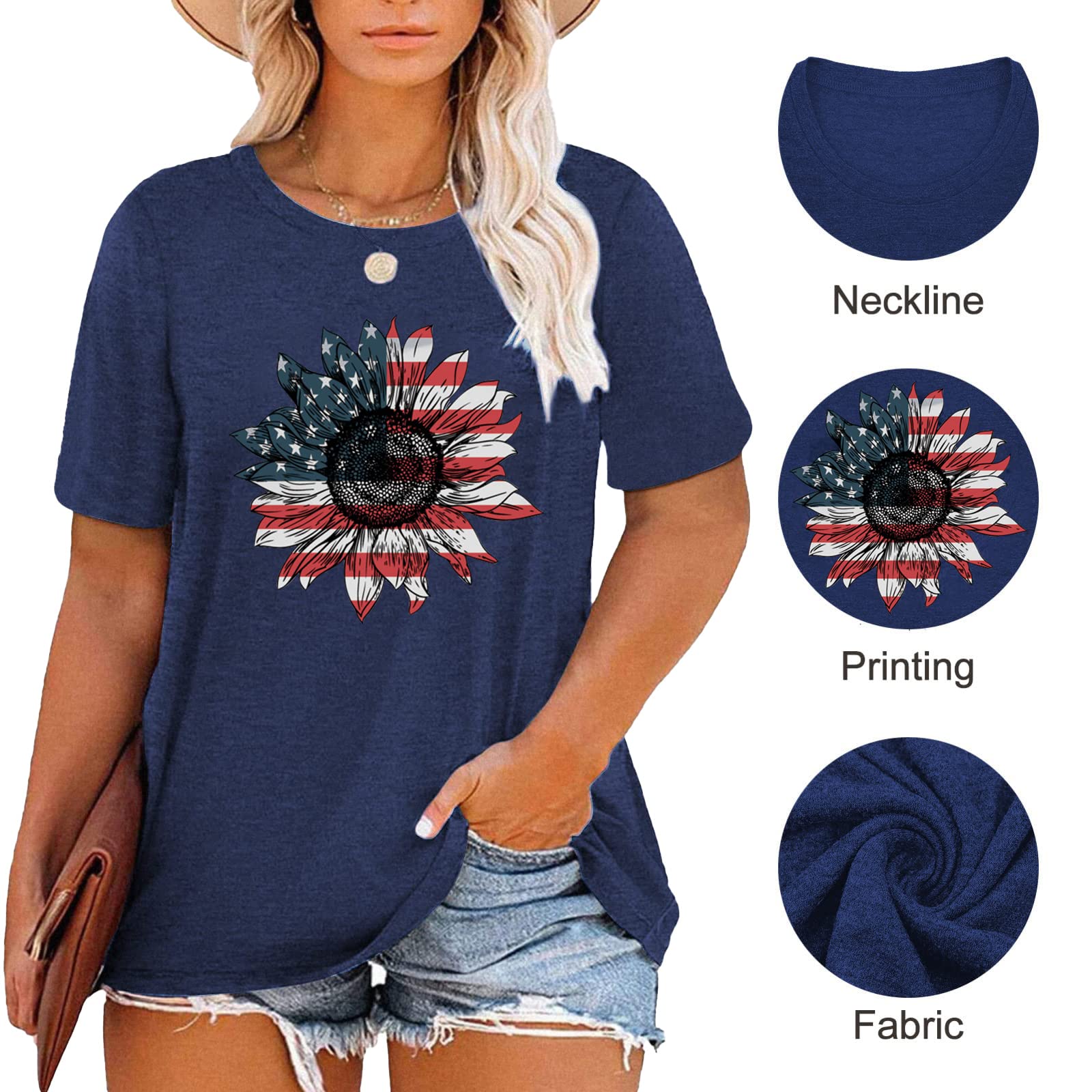 HDLTE Women's Plus Size Casual Short Sleeve Graphic Tee Shirt - Oversized Comfort Fit T-Shirt for Women | Perfect for Everyday Wear, Lounge & Street Style