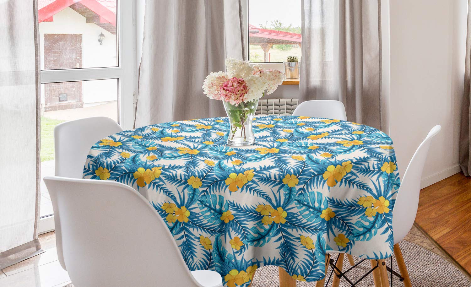 Ambesonne Tropical Round Tablecloth 60