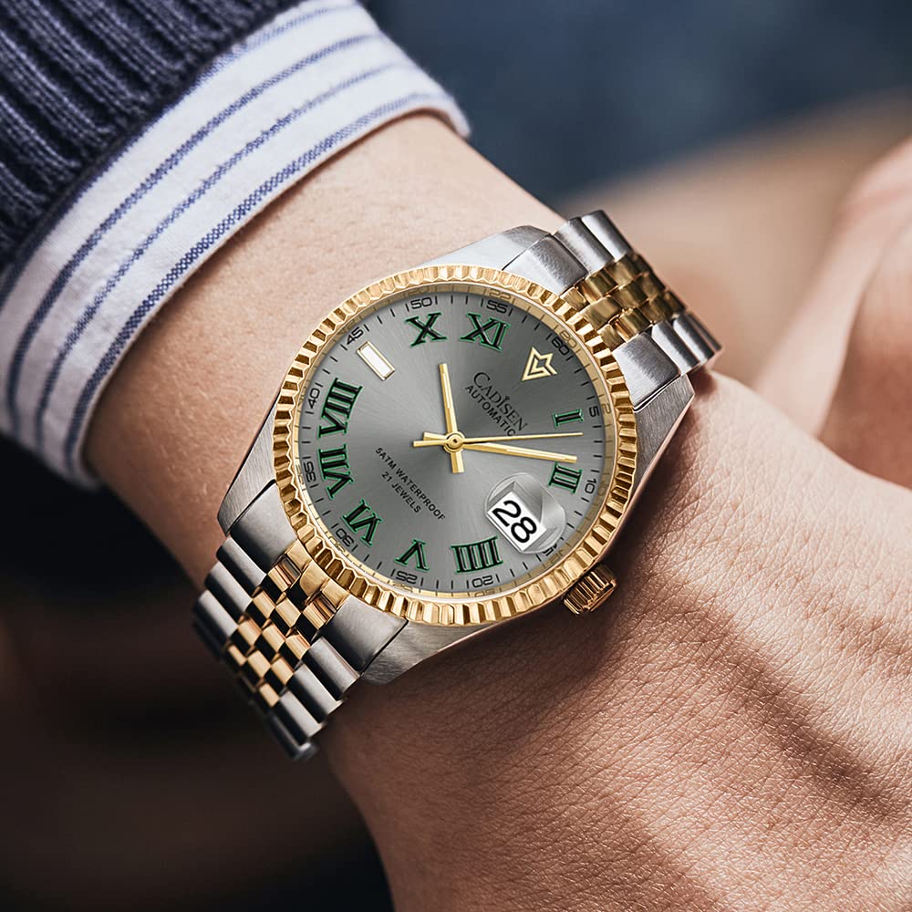 CADISEN Automatic Men's Watch with Japan 8215 Mechanical Movement - Waterproof Classic Design Stainless Steel Wristwatch for Business, Casual & Formal Occasions