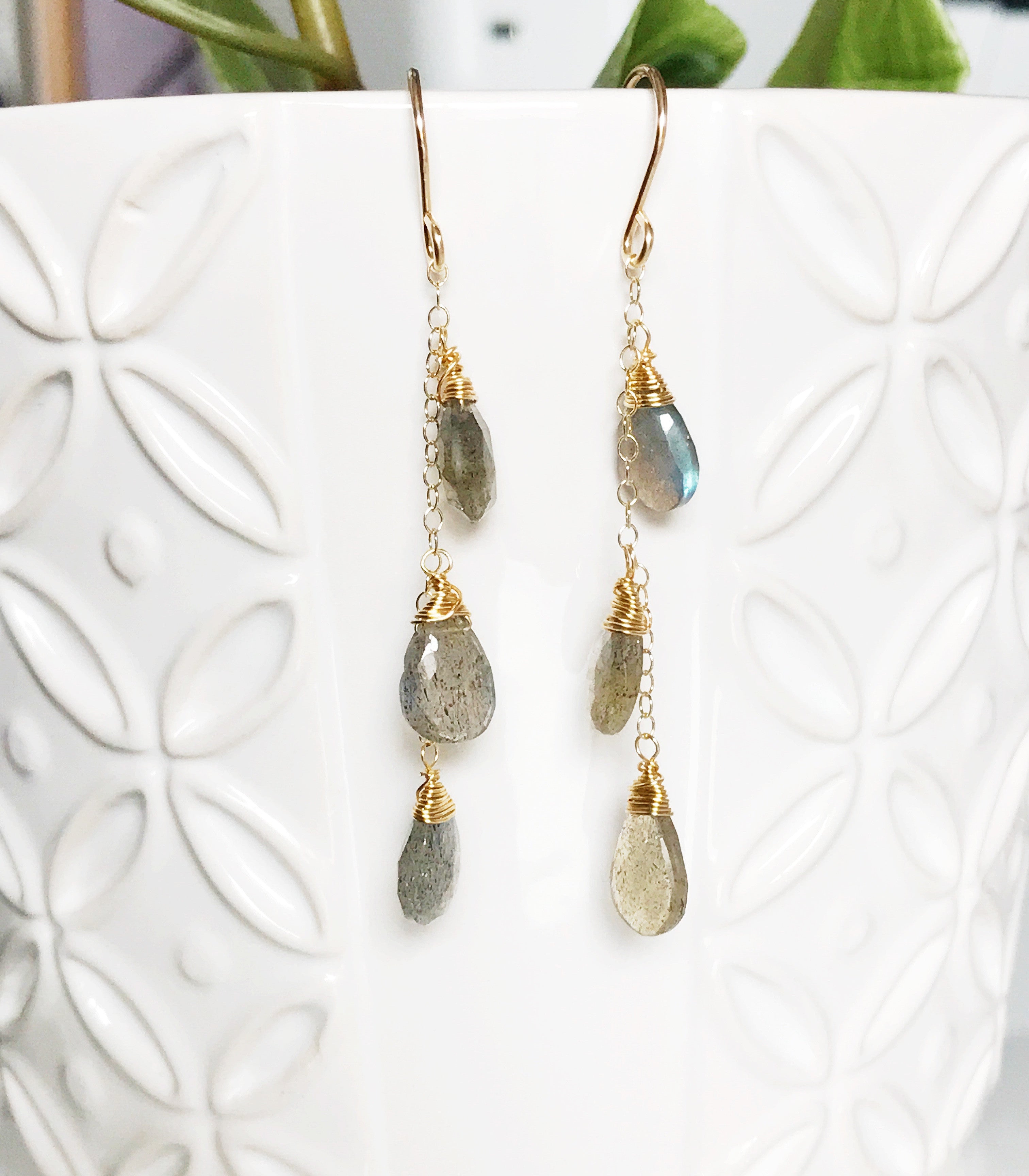 Labradorite Earrings for Women - Elegant Adele Style (E267) | Perfect for Parties, Weddings & Everyday Wear