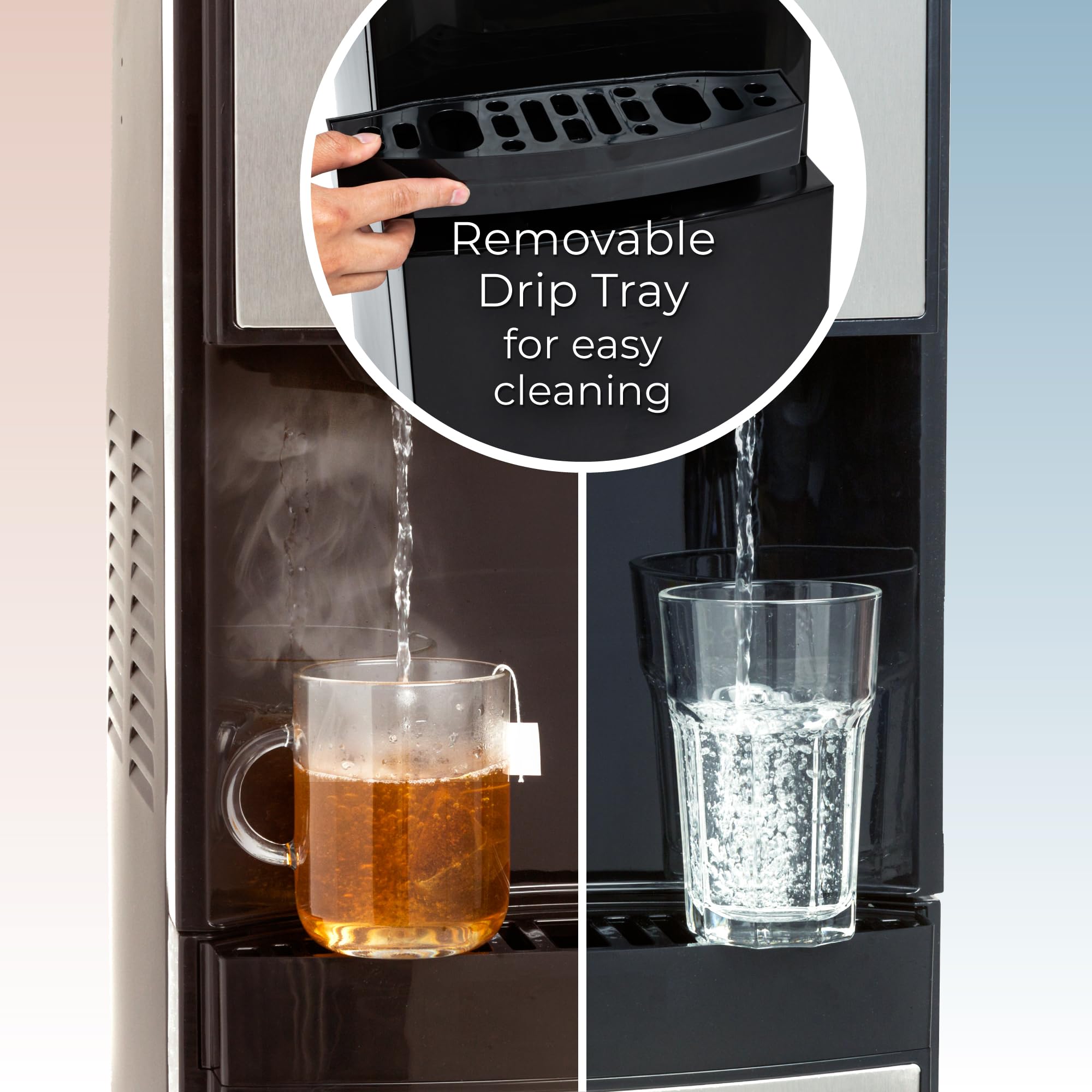 Igloo Bottom Load Water Cooler Dispenser with Hot & Cold Water Options - 3/5 Gallon Bottle Capacity - Child Safety Lock - Stainless Steel/Black - Ideal for Home, Office, Kitchen, Dorm | Energy Efficient & Space Saving Design