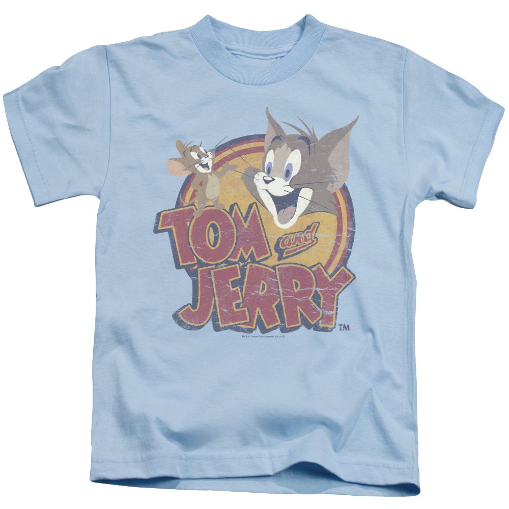 Tom and Jerry Cartoon Water Damaged Vintage Style Unisex Kids T-Shirt for Boys & Girls - Casual Wear, Birthday Gift, Cartoon Lover Outfit