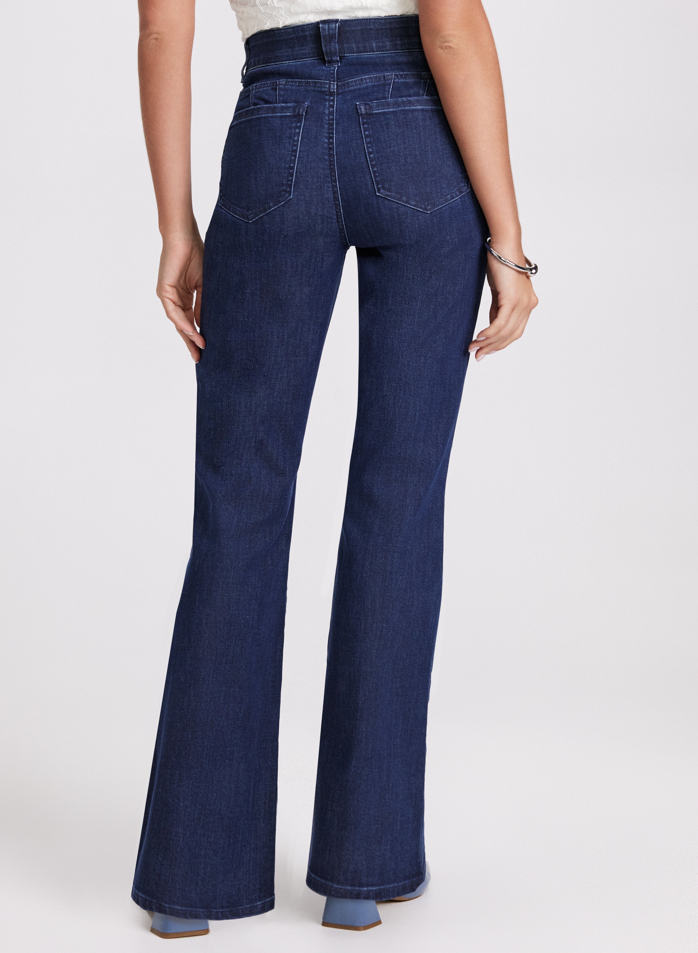 Flare Leg Jeans for Women - Dark Blue High Waist Bootcut Denim Pants | Laura 3010331 0255 964 | Perfect for Casual Wear, Date Night & 70s Retro Style