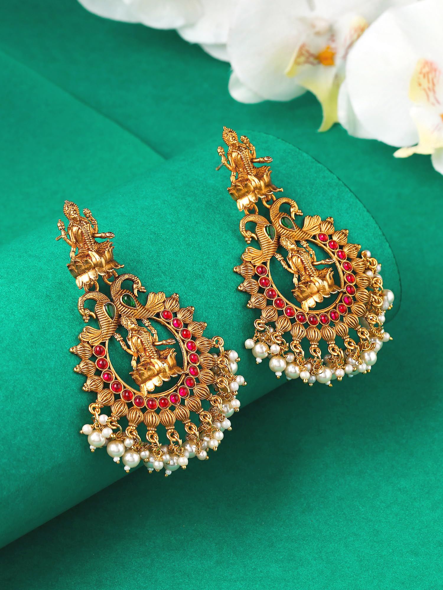 Gold Plated Yellow Chimes Earrings for Women - Traditional Chandbali Beaded Drop Temple Jewelry | Perfect Birthday Gift for Girls & Anniversary Present for Wife | Wedding, Party & Festival Accessories
