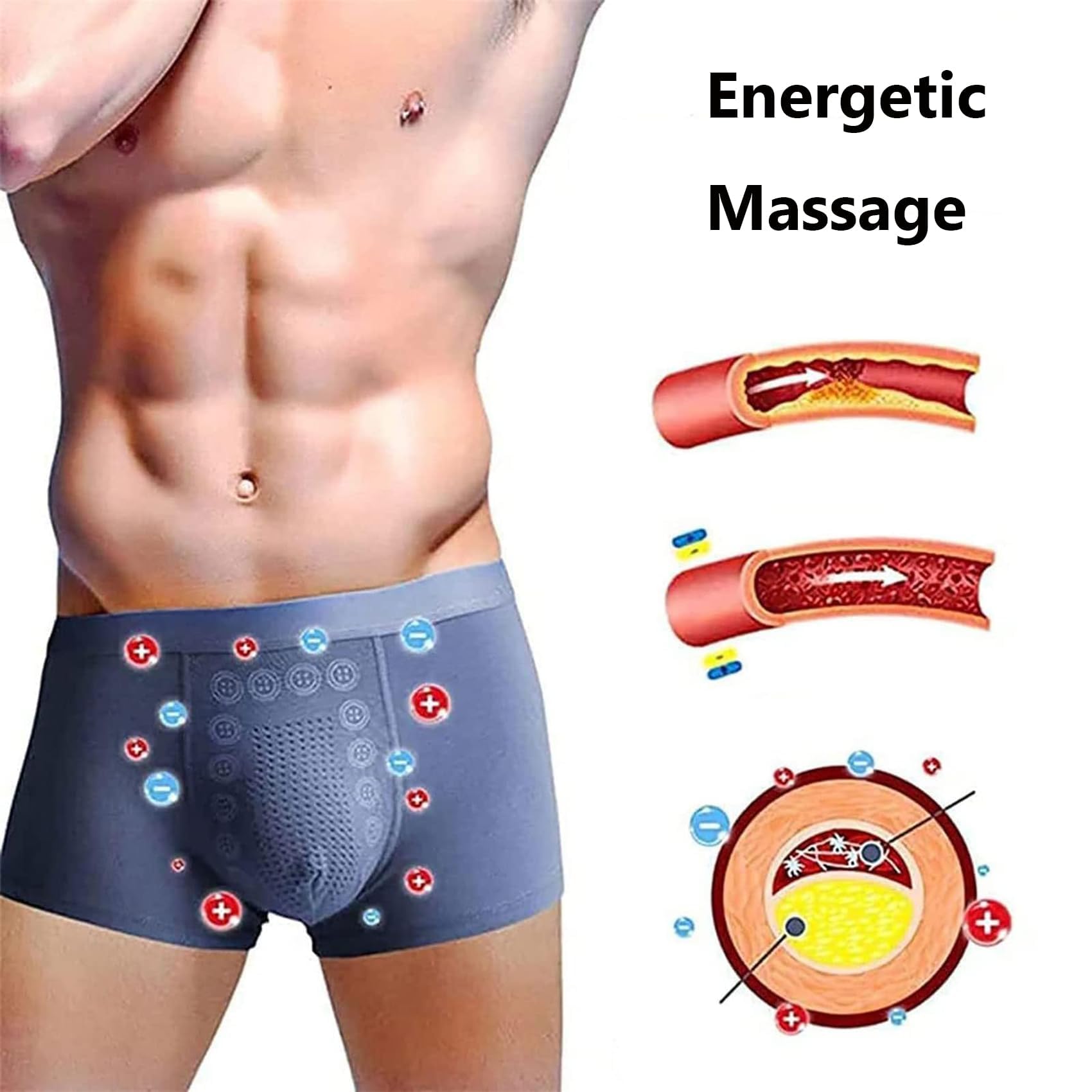 Magnetic Therapy Boxer Briefs for Men - Energetic Massage & Energy Field Therapy Underwear - Comfortable & Supportive for Daily Wear, Workout & Recovery